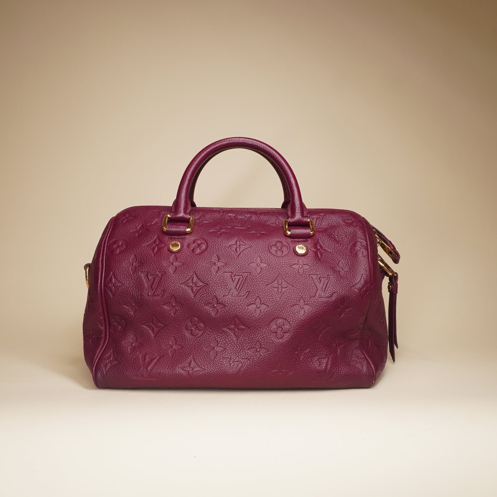 PRE-OWNED LV Speedy 25 Leather Empreinte Burgundy Shoulder Bag