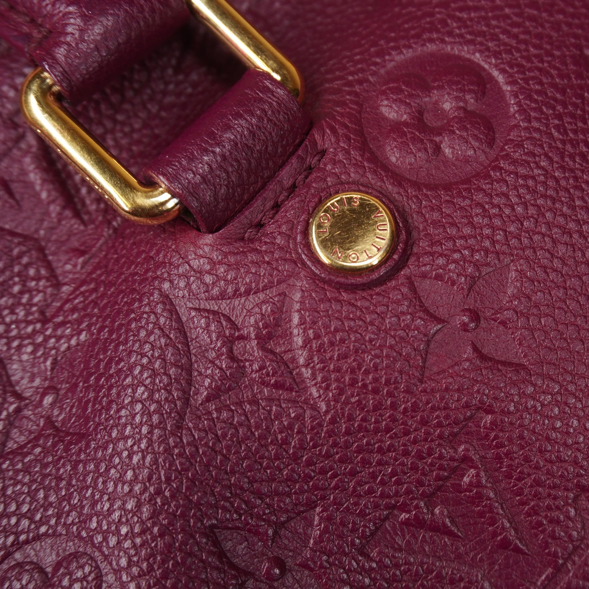 PRE-OWNED LV Speedy 25 Leather Empreinte Burgundy Shoulder Bag