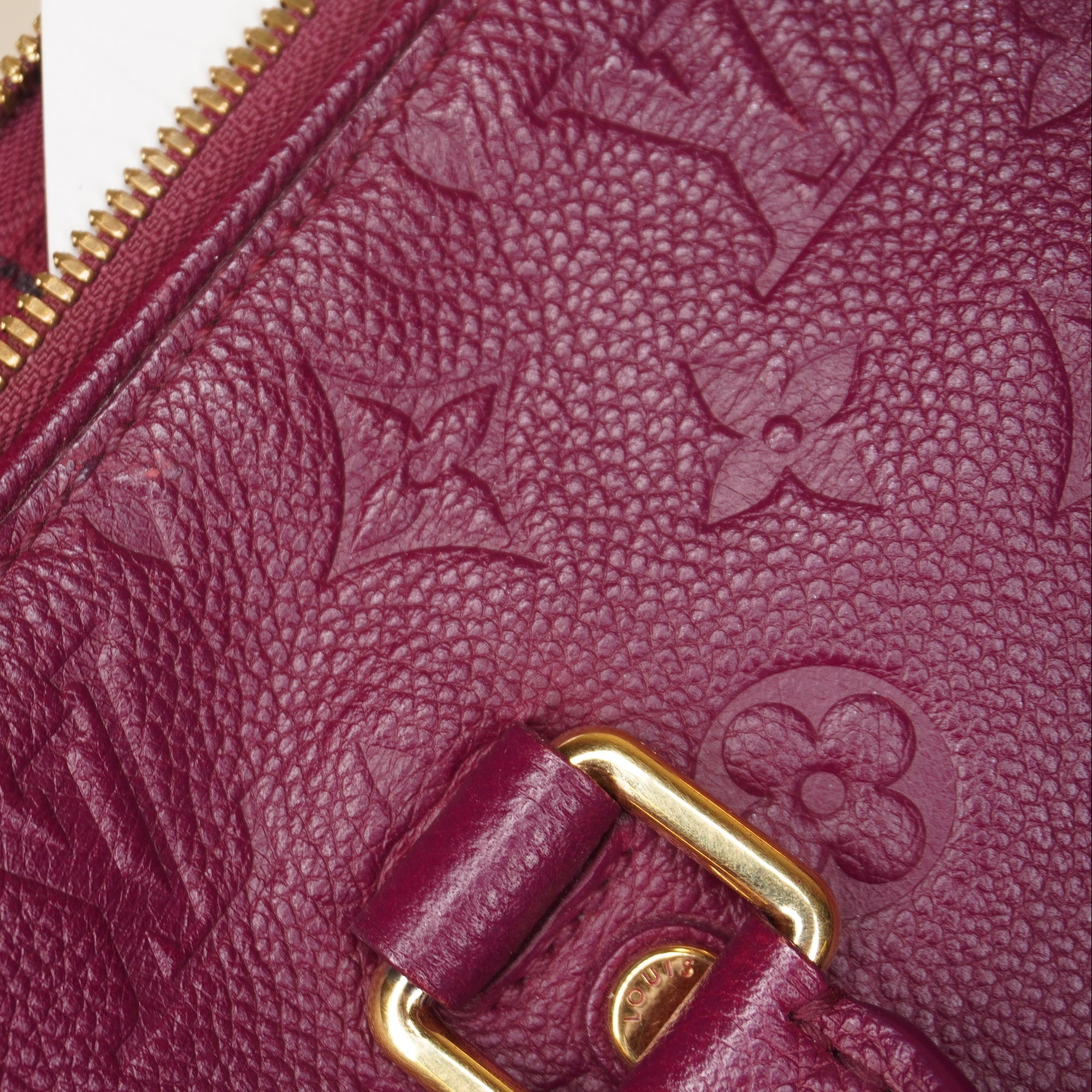 PRE-OWNED LV Speedy 25 Leather Empreinte Burgundy Shoulder Bag