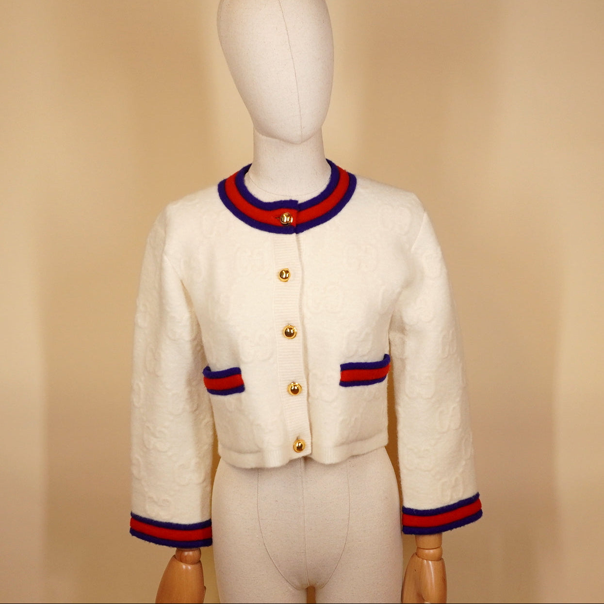 PRE-OWNED GUCCI Cardigan Wool Cream Women's S