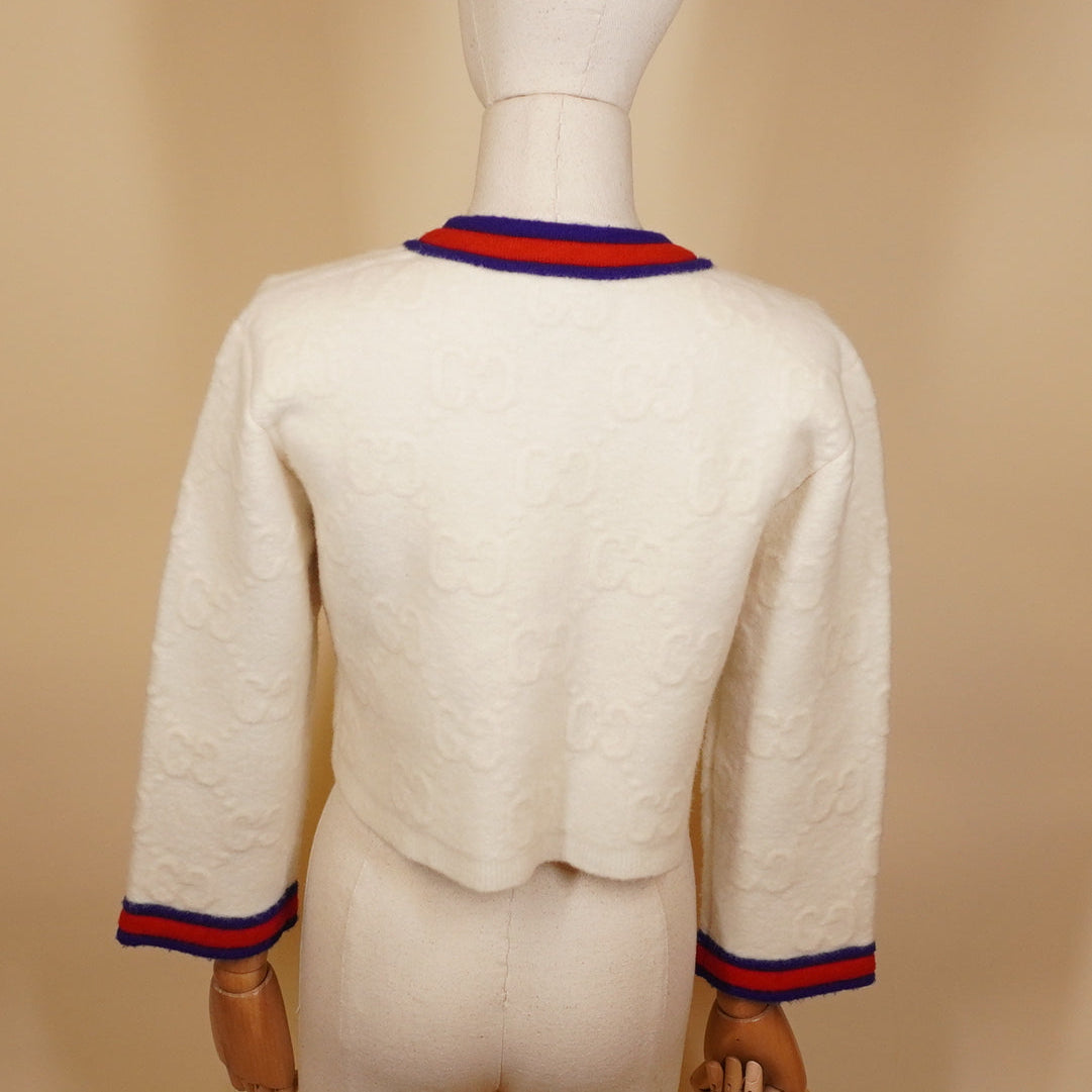 PRE-OWNED GUCCI Cardigan Wool Cream Women's S