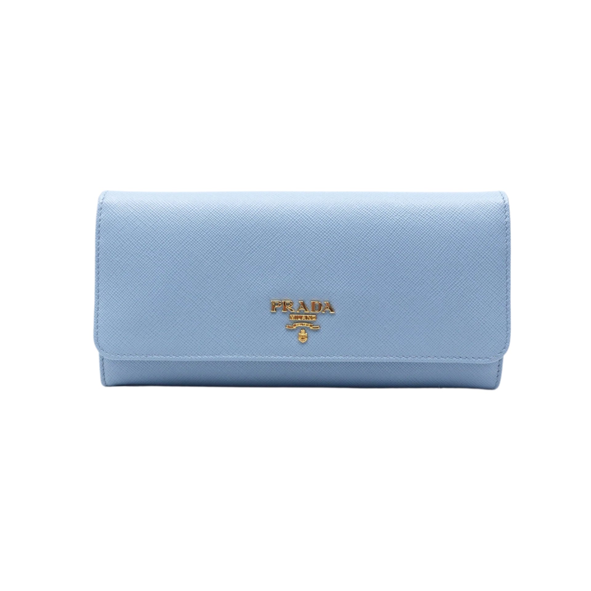 PRE-OWNED Baby Blue Saffiano Leather Continental Wallet