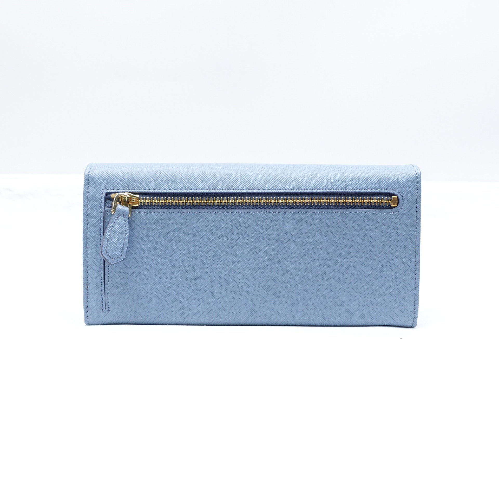 PRE-OWNED Baby Blue Saffiano Leather Continental Wallet