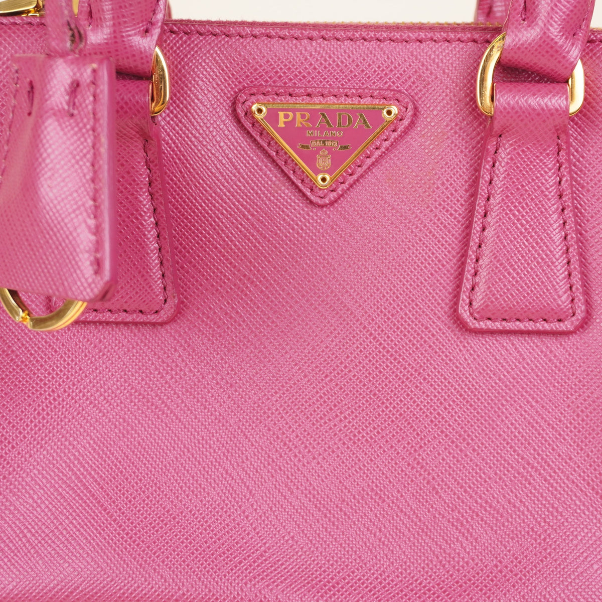 PRE-OWNED Pink Saffiano Leather Lux Galleria Double Zip Small
