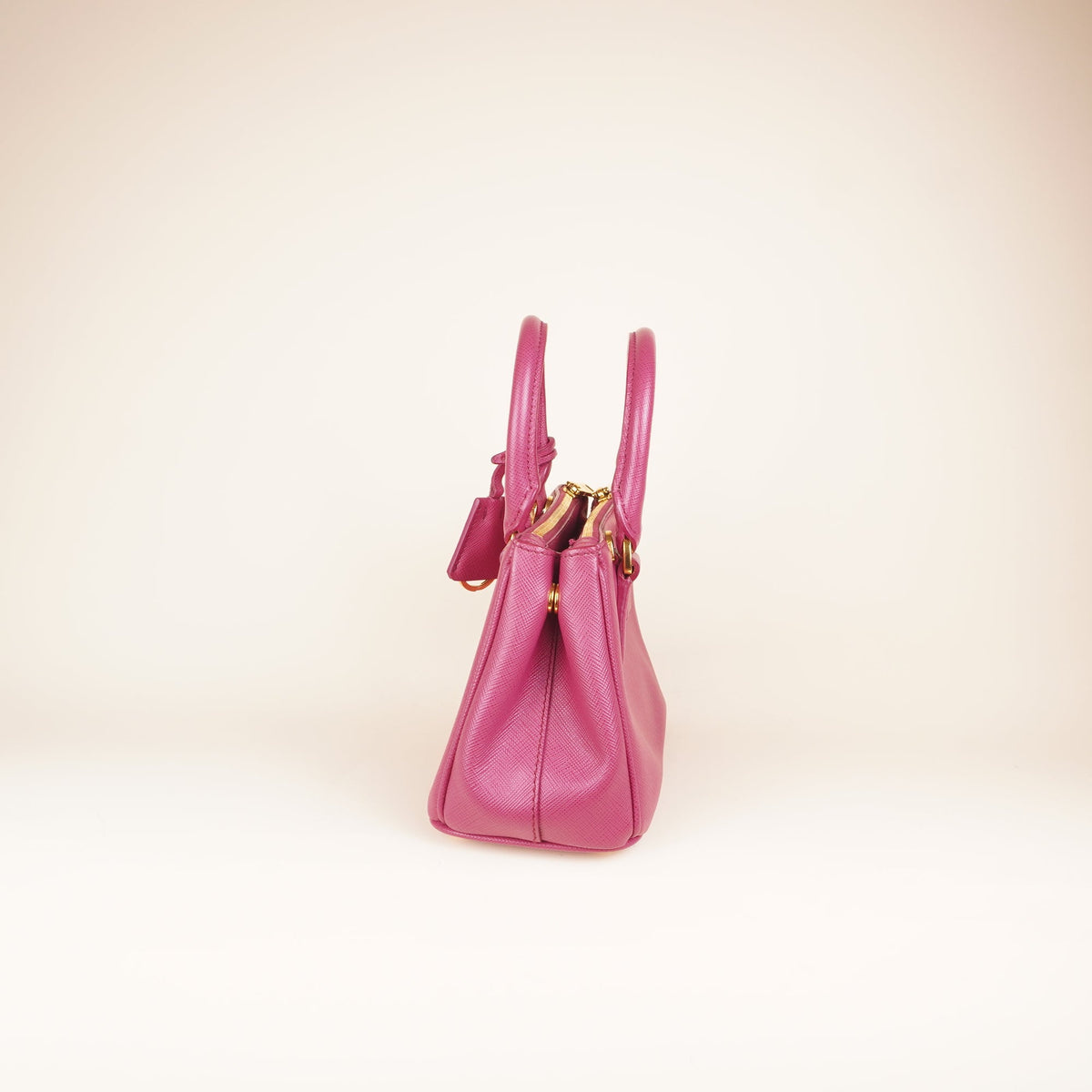 PRE-OWNED Pink Saffiano Leather Lux Galleria Double Zip Small