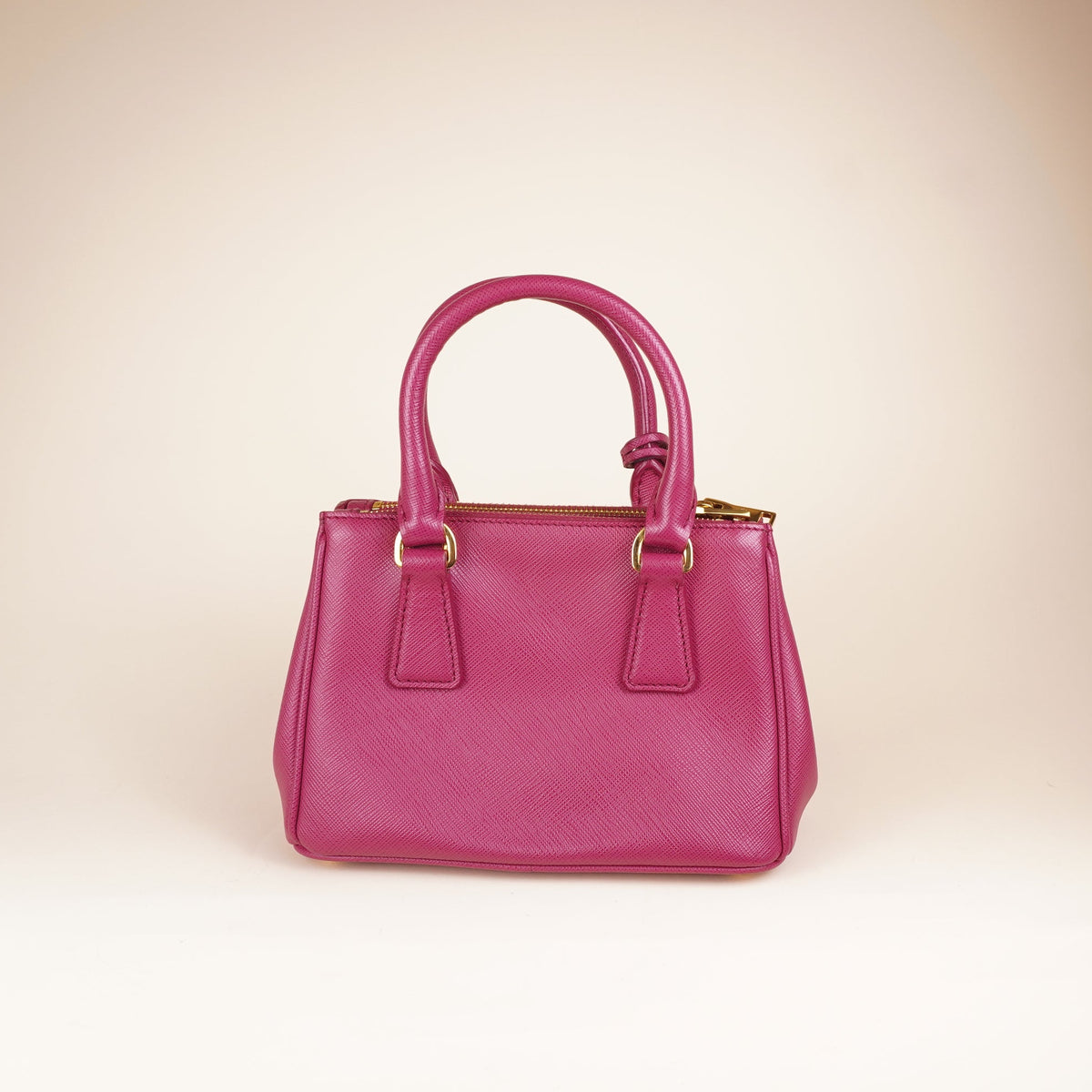 PRE-OWNED Pink Saffiano Leather Lux Galleria Double Zip Small