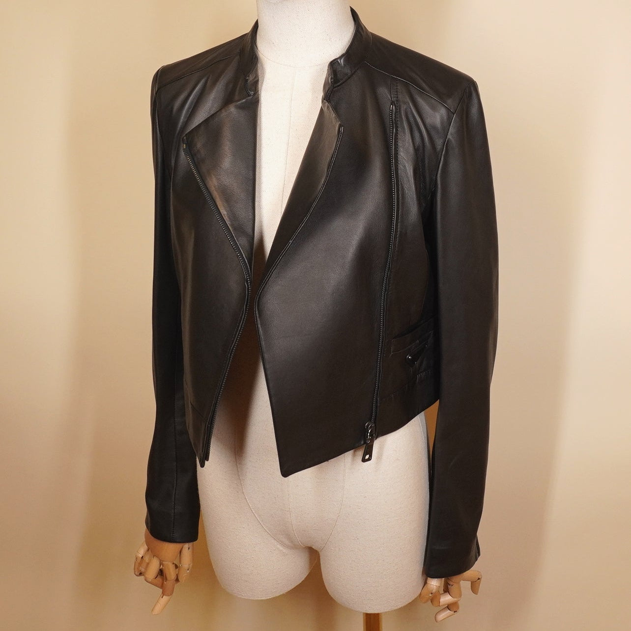 PRE-OWNED PRADA Rider Jacket Size 40 M Women's Black Lambskin