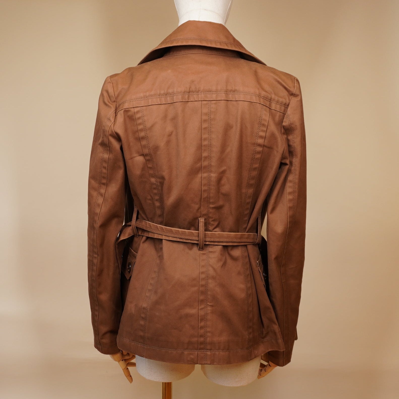 PRE-OWNED BURBERRY Brown Cotton Blend Short Trench Coat Size 38