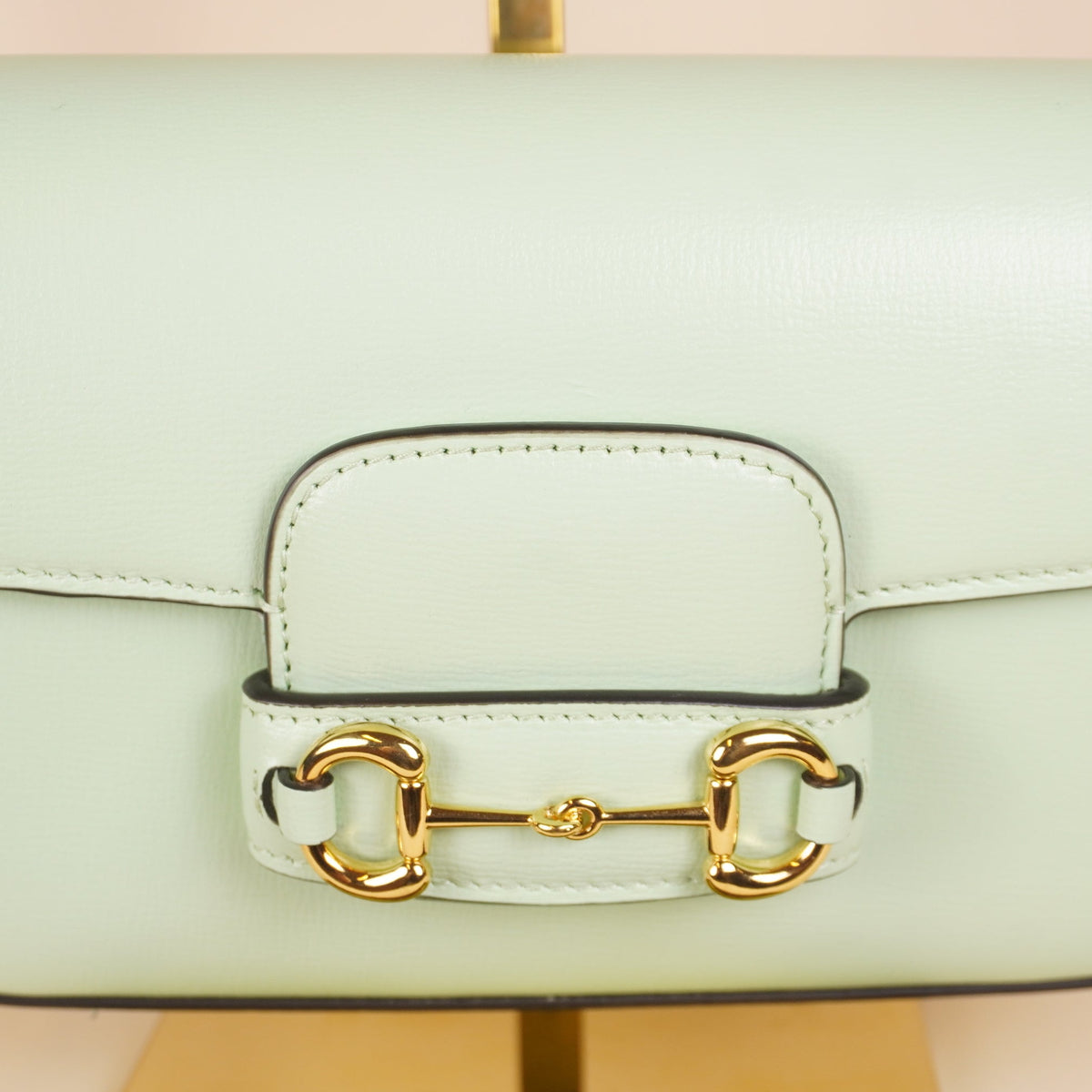PRE-OWNED GG Mint Green Leather Horsebit 1955 Small Shoulder Bag