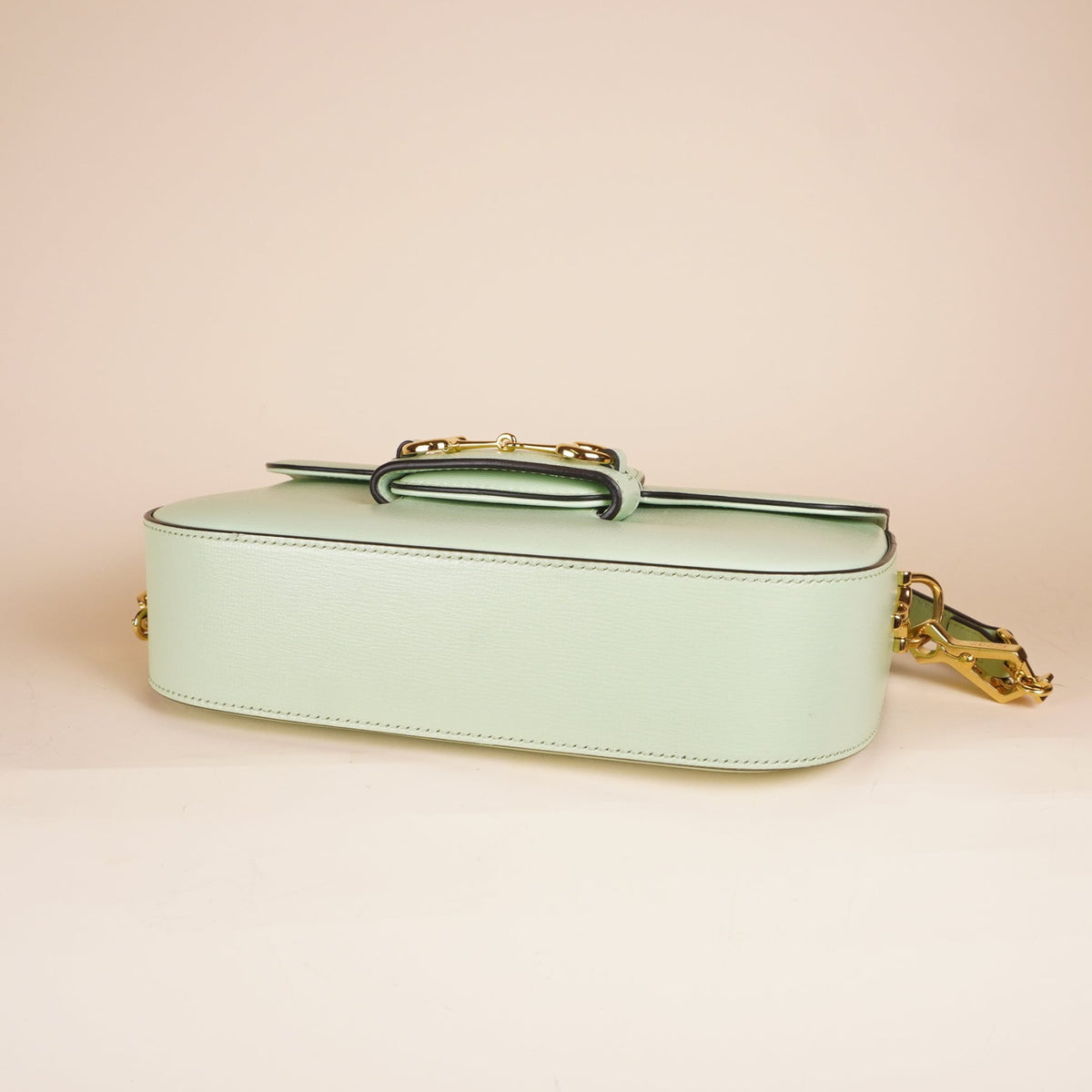 PRE-OWNED GG Mint Green Leather Horsebit 1955 Small Shoulder Bag