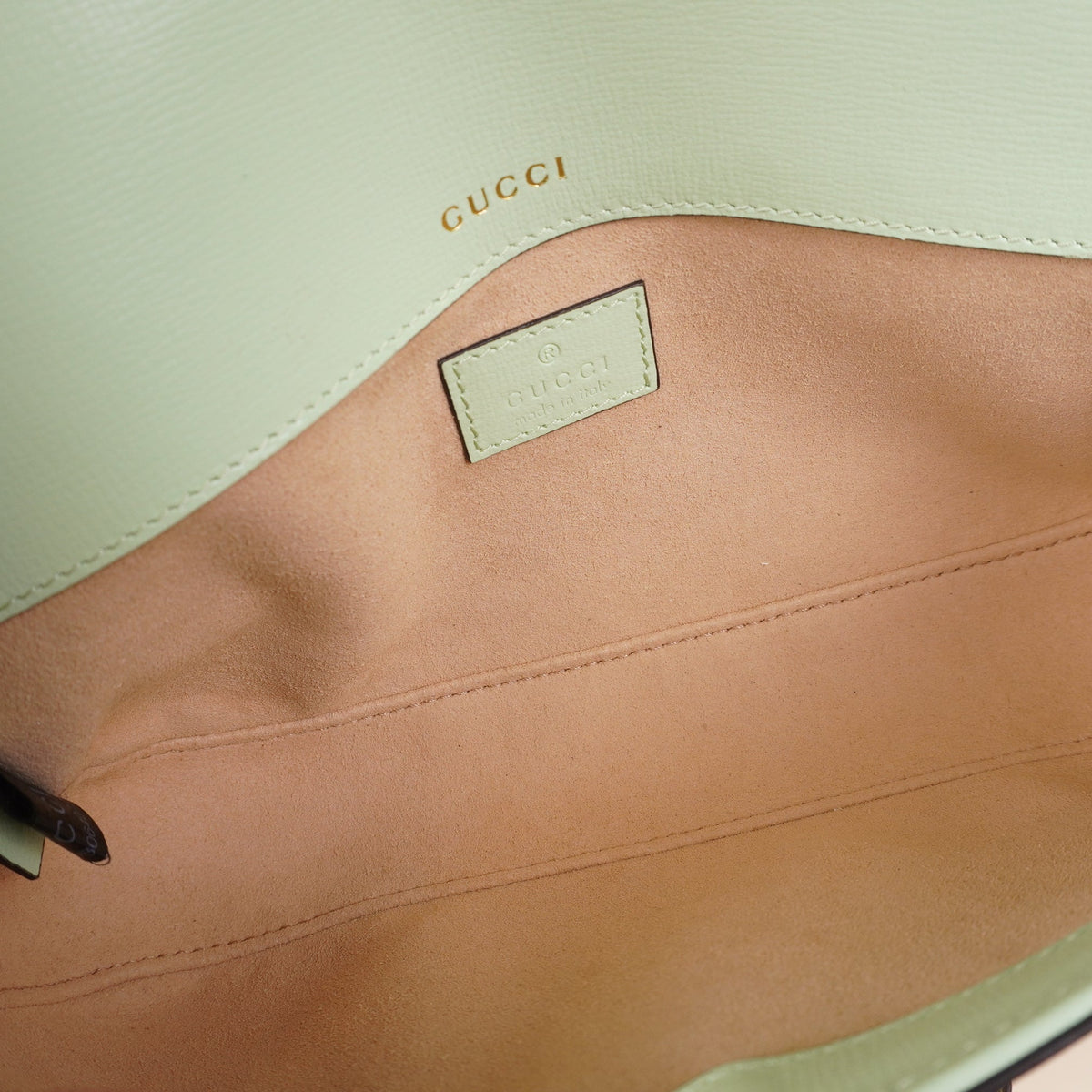 PRE-OWNED GG Mint Green Leather Horsebit 1955 Small Shoulder Bag