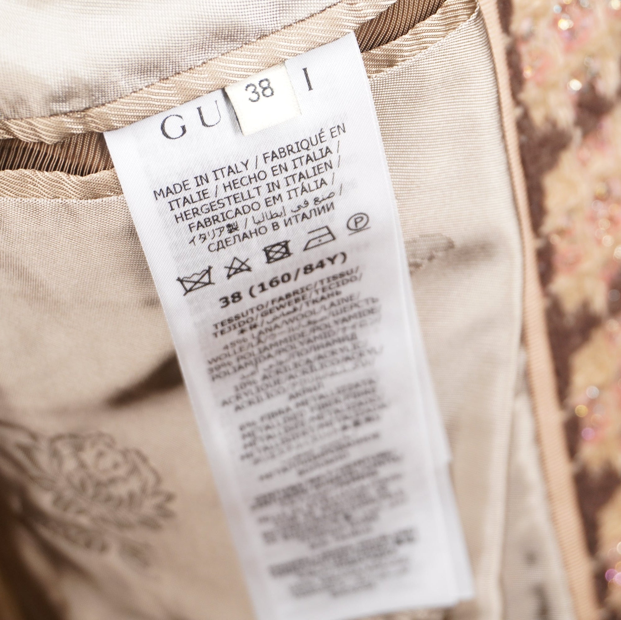 PRE-OWNED GG Belt Lame Tweed Jacket Cotton Outerwear S