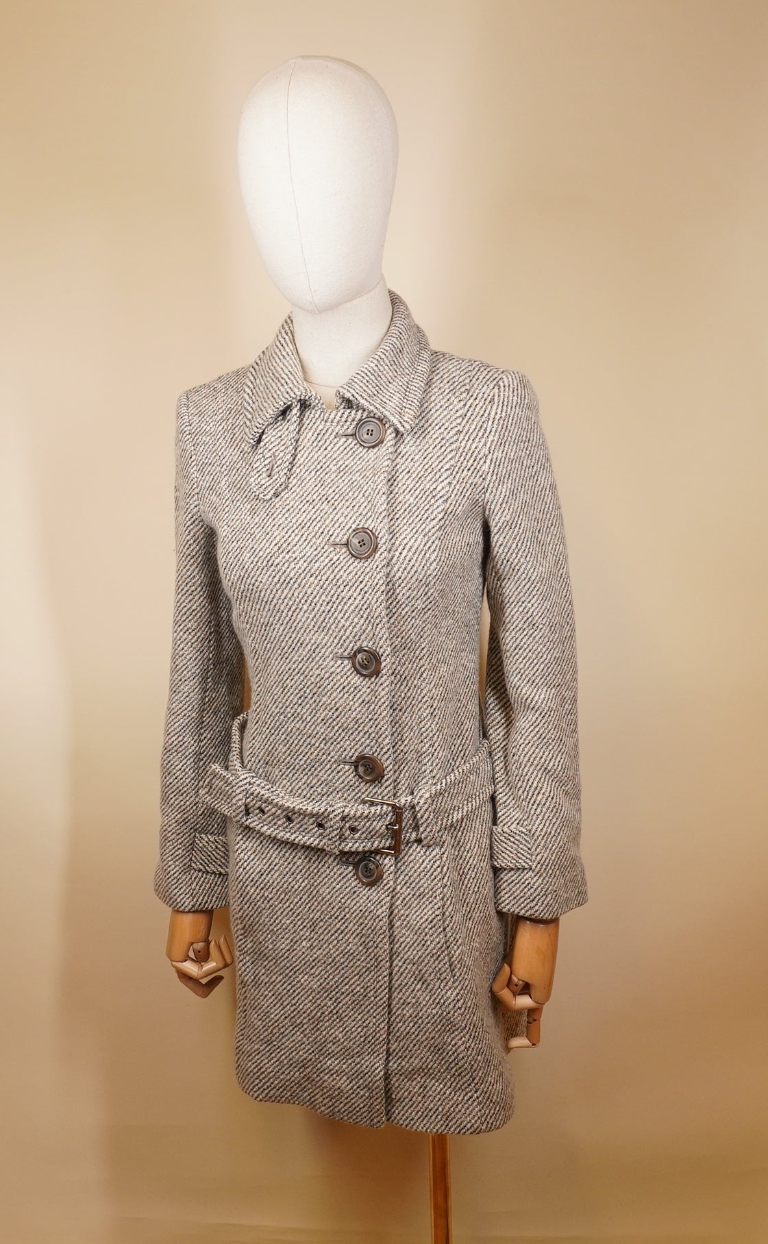 PRE-OWNED London Tweed Trench Coat Size XS