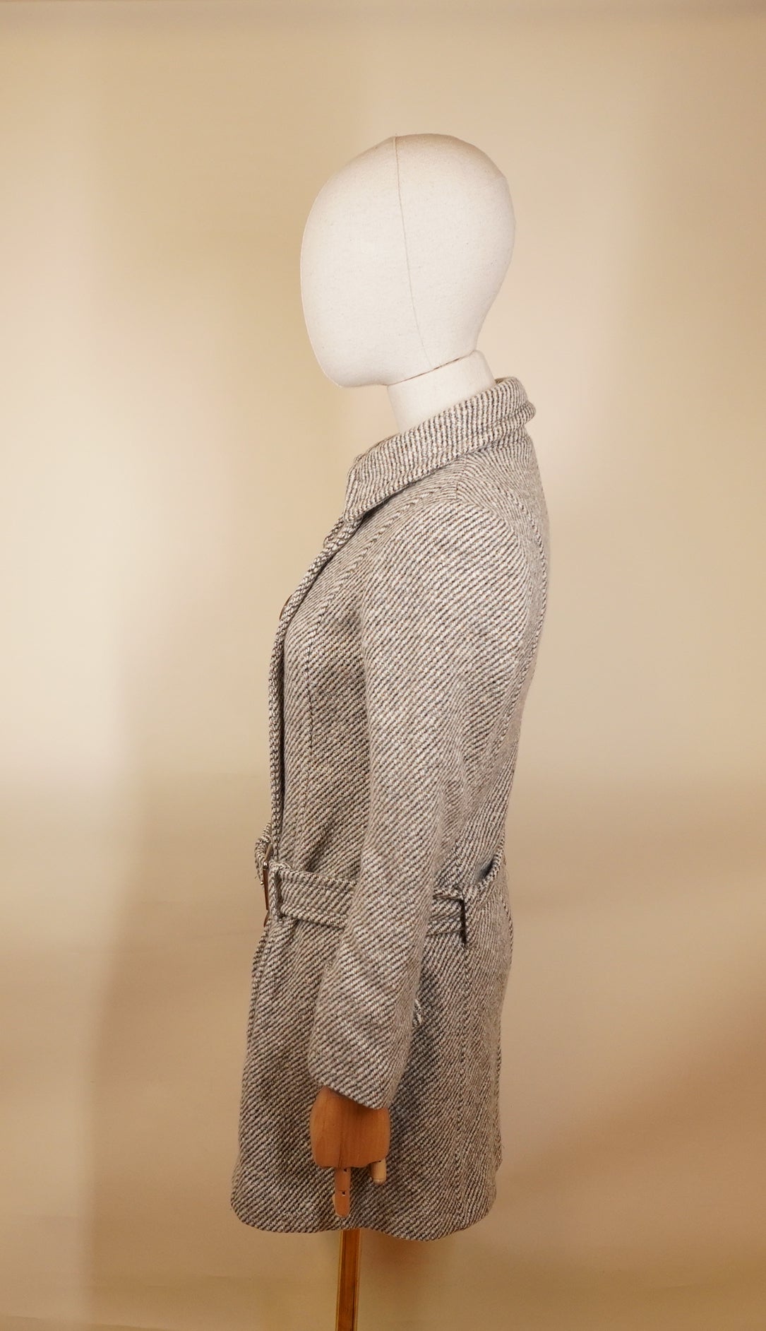 PRE-OWNED London Tweed Trench Coat Size XS