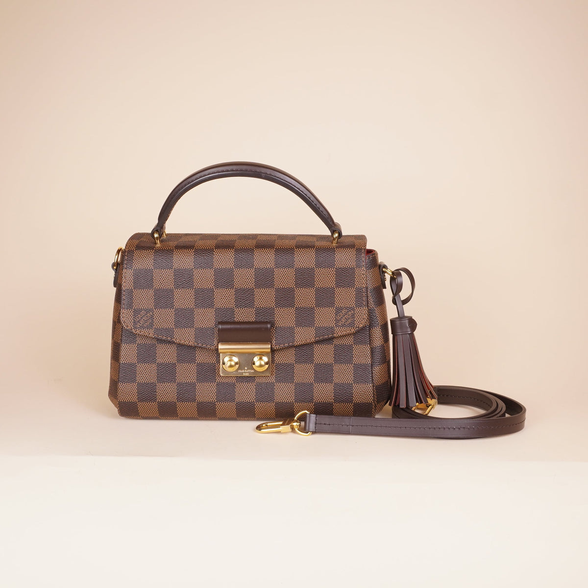 PRE-OWNED LV Damier Ebene Canvas Croisette Shoulder Bag