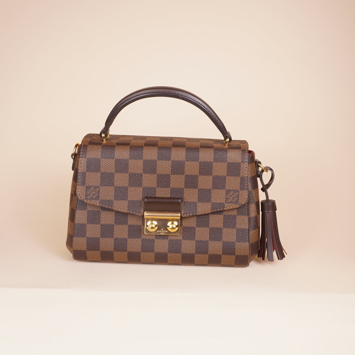 PRE-OWNED LV Damier Ebene Canvas Croisette Shoulder Bag