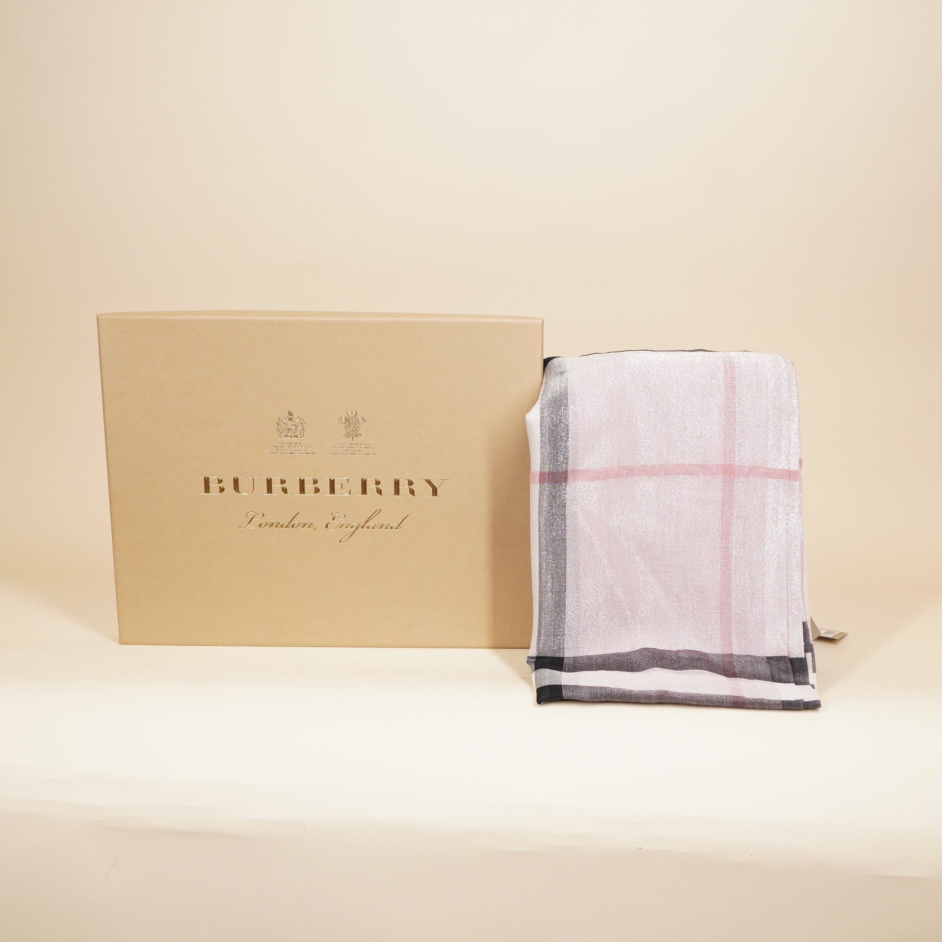 PRE-OWNED Check wool and silk scarf 