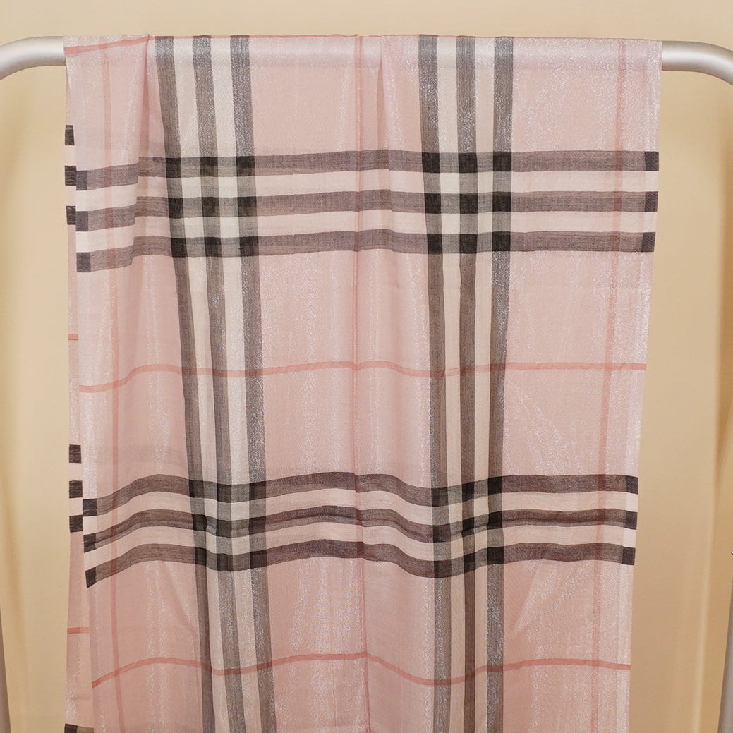 PRE-OWNED Check wool and silk scarf 