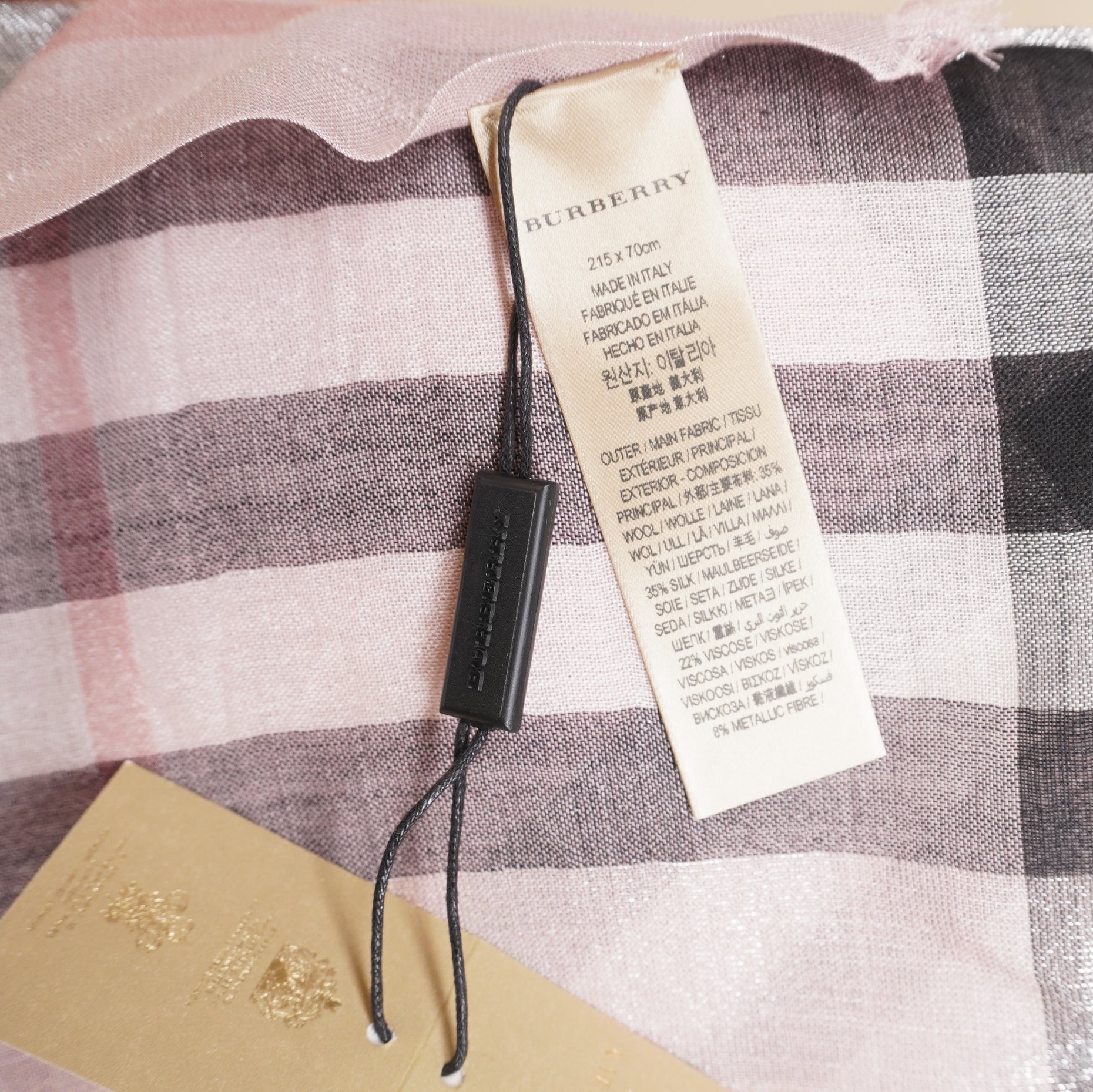 PRE-OWNED Check wool and silk scarf 