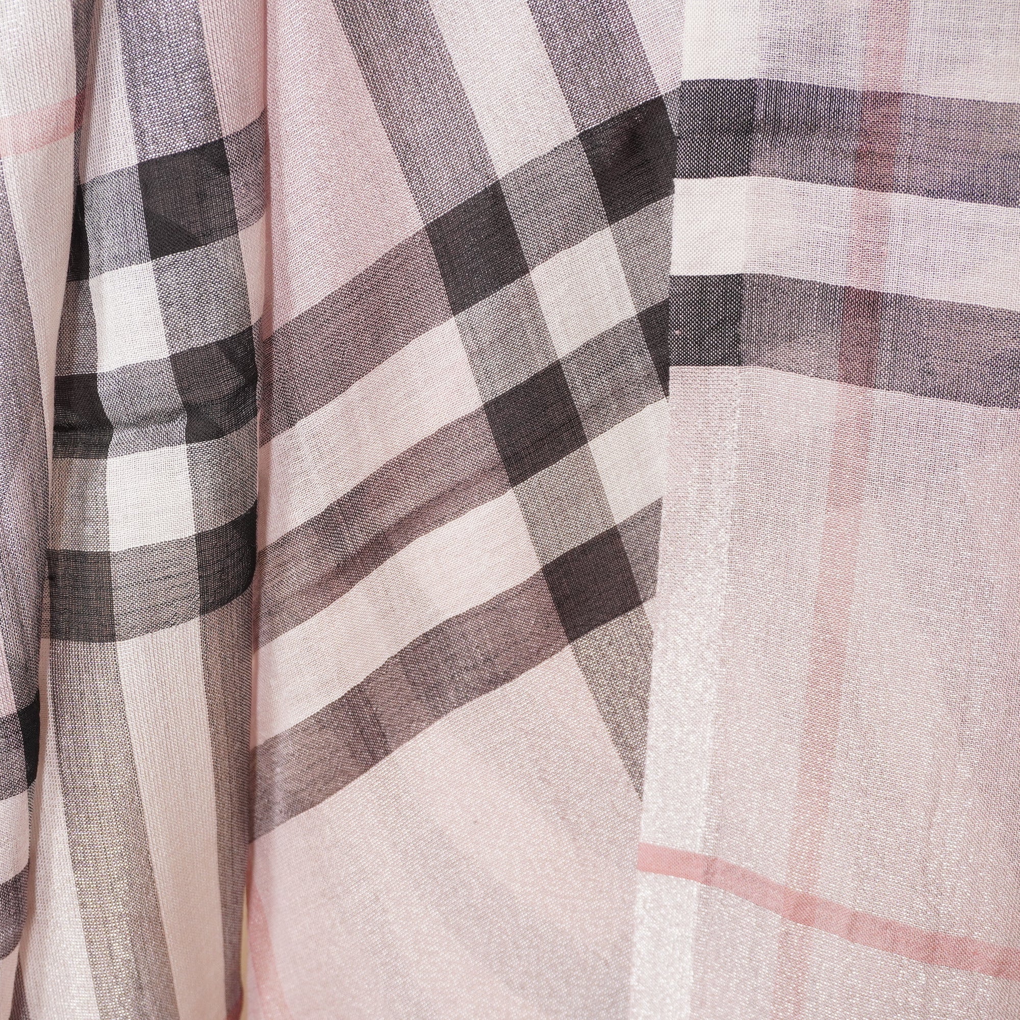 PRE-OWNED Check wool and silk scarf 