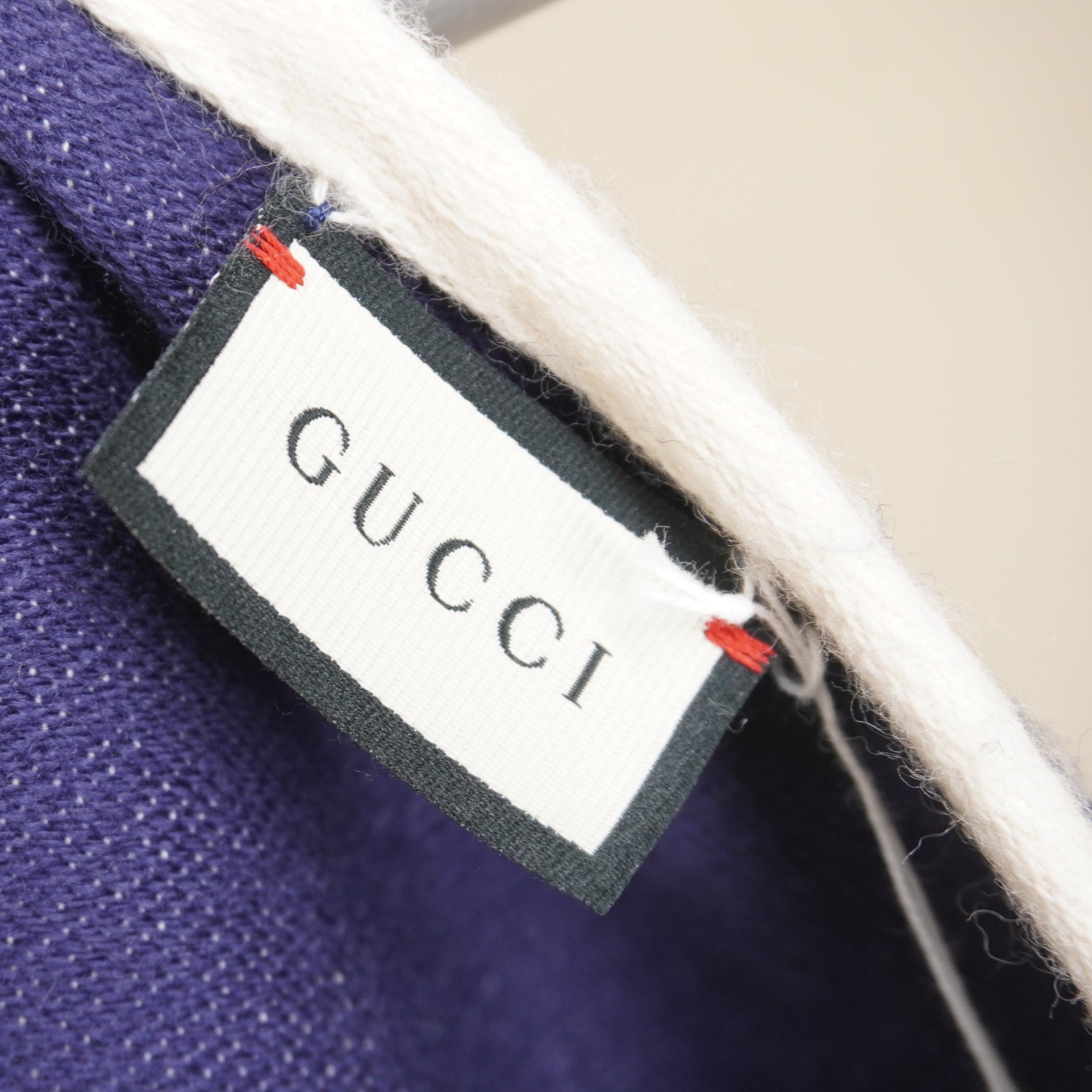 PRE-OWNED Interlocking G Stripe Scarf In Wool Navy