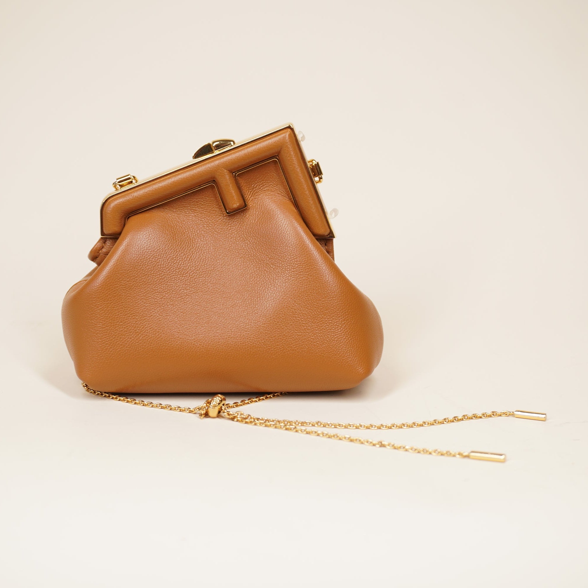 FENDI - FF Shiny Nappa Nano First Bag Charm Brown