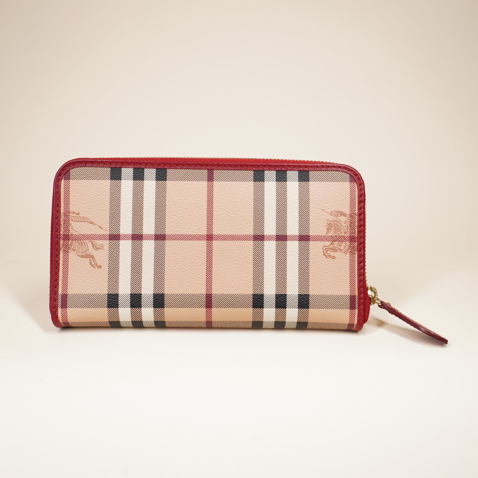 PRE-OWNED Haymarket Check Large Ziggy Zip Around Wallet