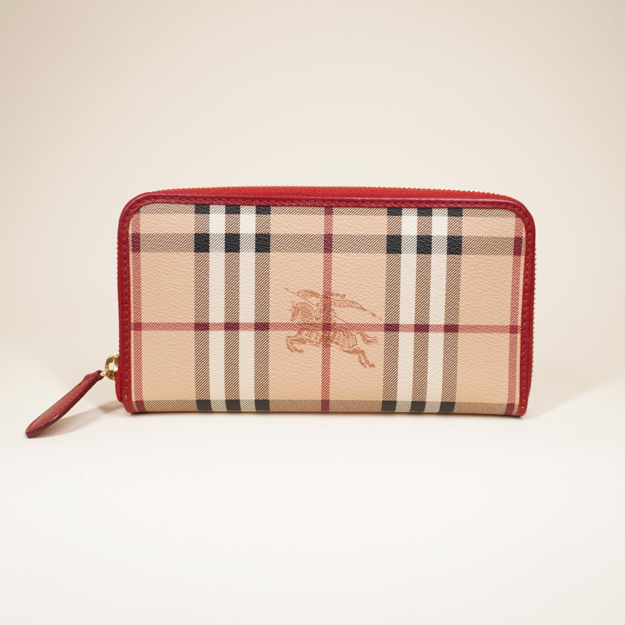 PRE-OWNED Haymarket Check Large Ziggy Zip Around Wallet