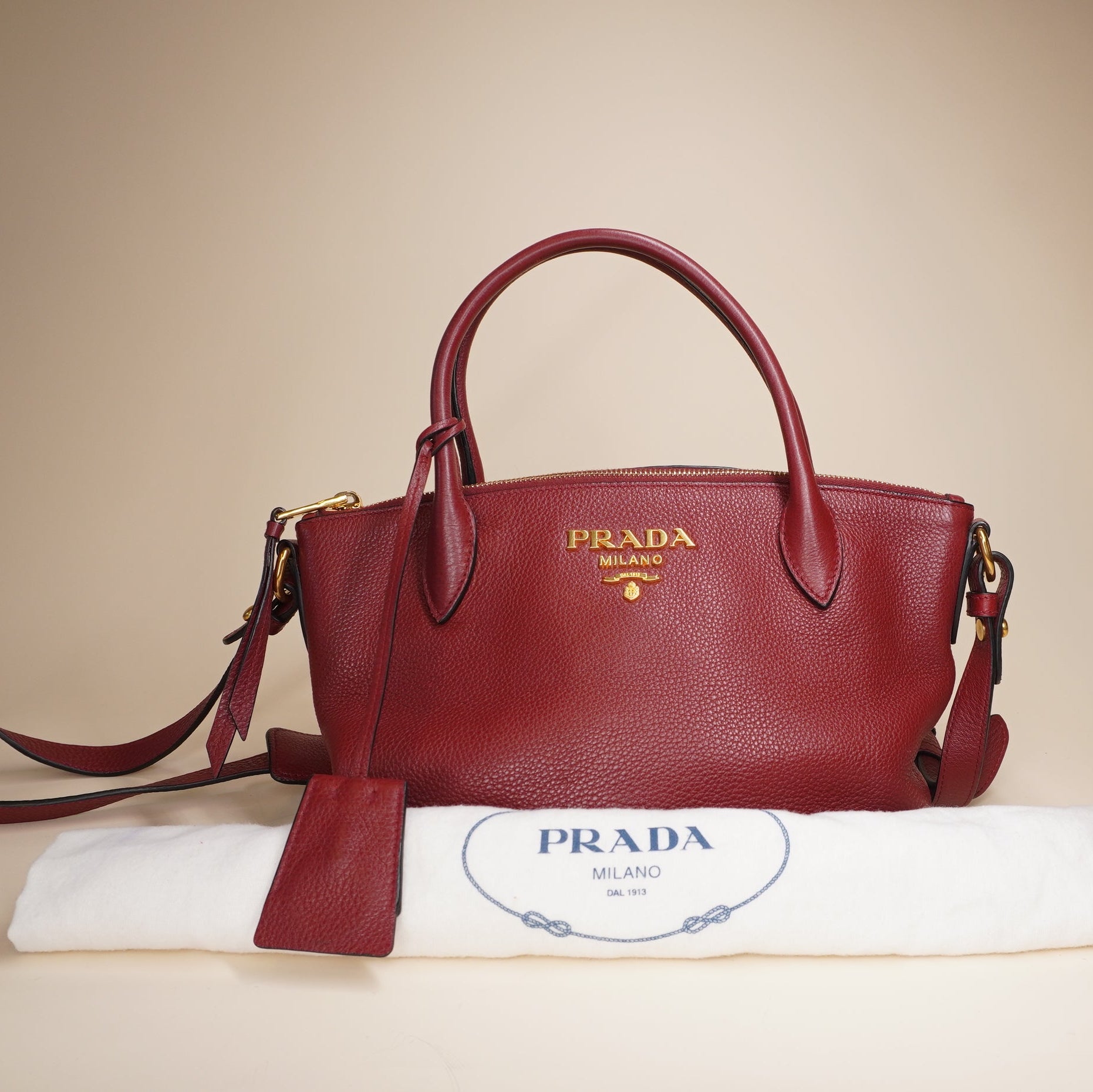 Red Vitello Daino Convertible Shoulder Bag