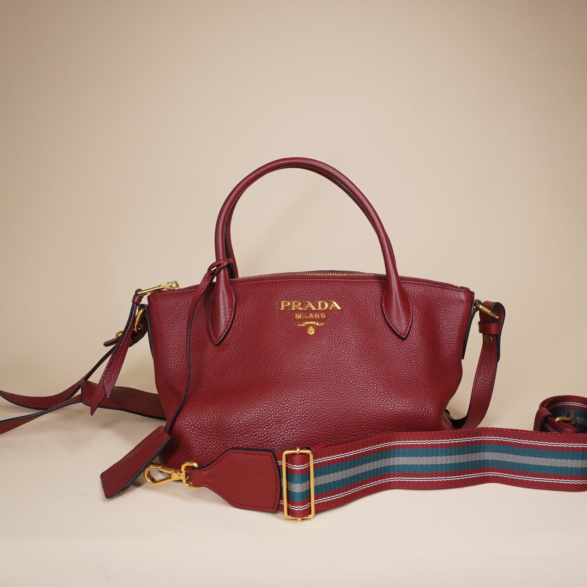 Red Vitello Daino Convertible Shoulder Bag