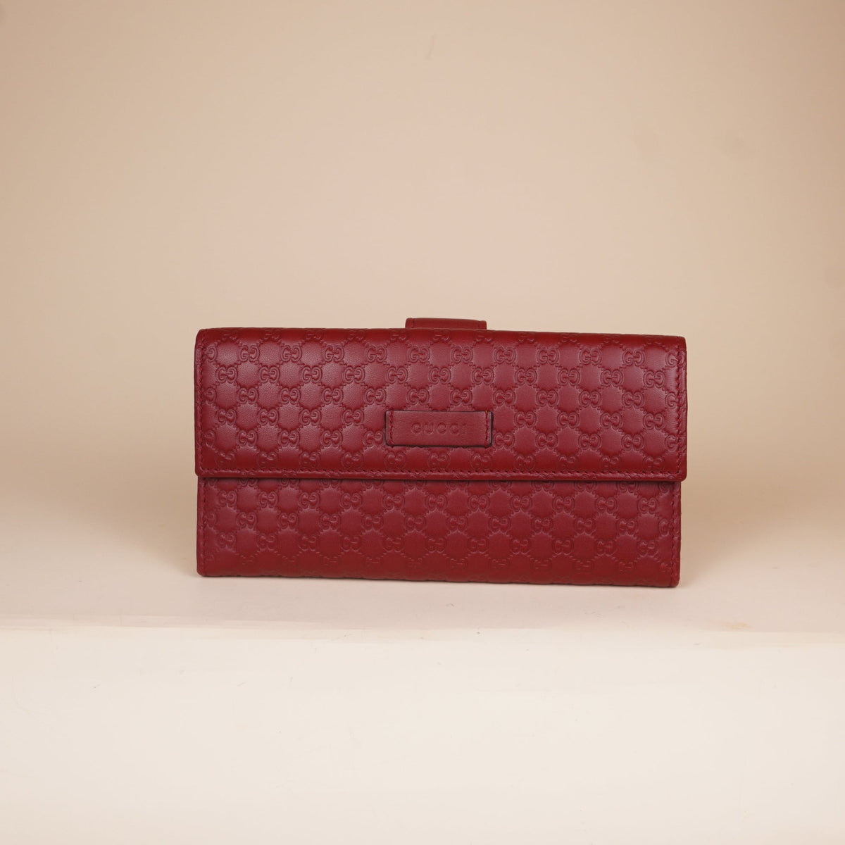 PRE-OWNED GG Red Microguccissima Leather Continental Folding Wallet