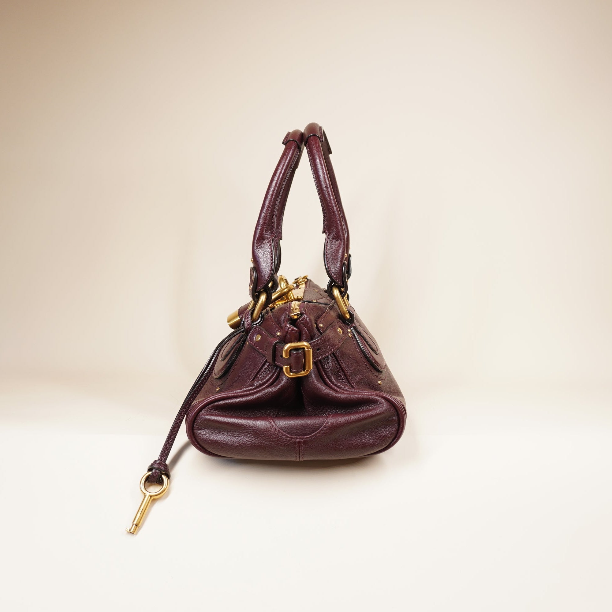 PRE-OWNED Paddington  Grain Leather Shoulder Bag Burgundy