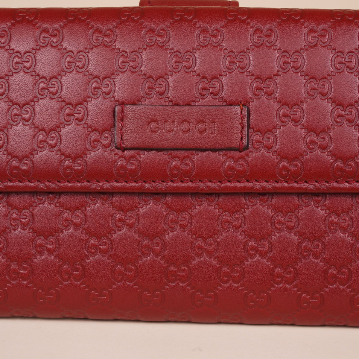 PRE-OWNED GG Red Microguccissima Leather Continental Folding Wallet
