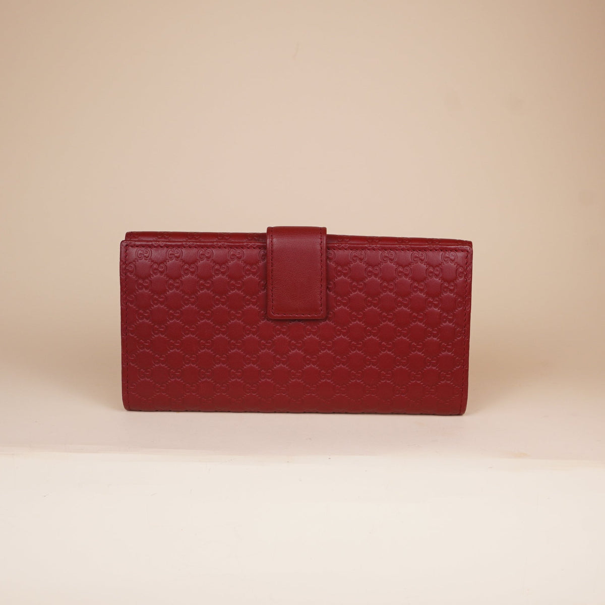 PRE-OWNED GG Red Microguccissima Leather Continental Folding Wallet