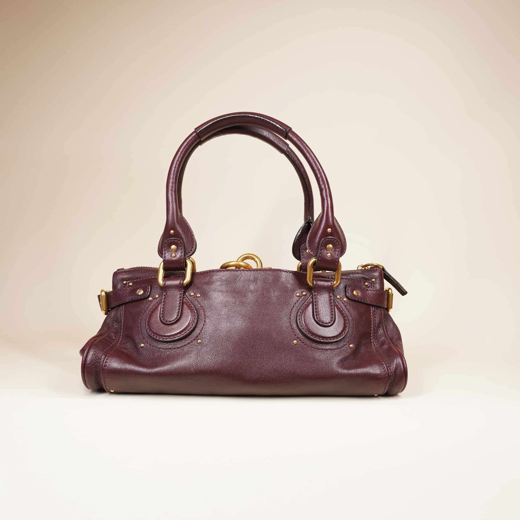 PRE-OWNED Paddington  Grain Leather Shoulder Bag Burgundy