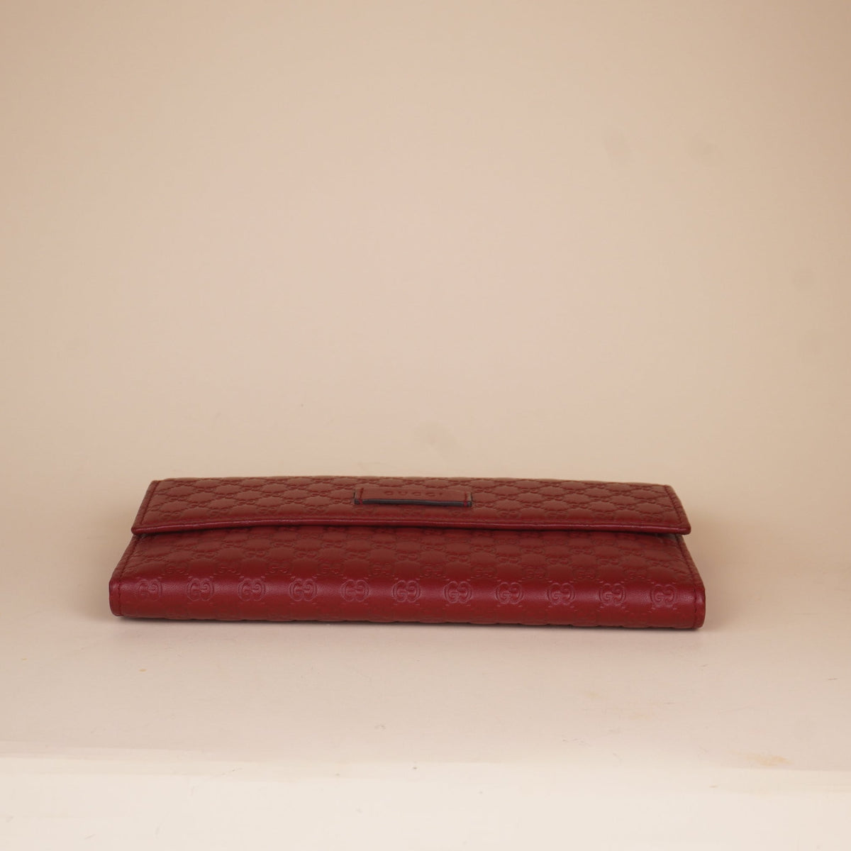 PRE-OWNED GG Red Microguccissima Leather Continental Folding Wallet