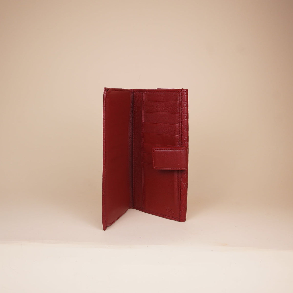 PRE-OWNED GG Red Microguccissima Leather Continental Folding Wallet