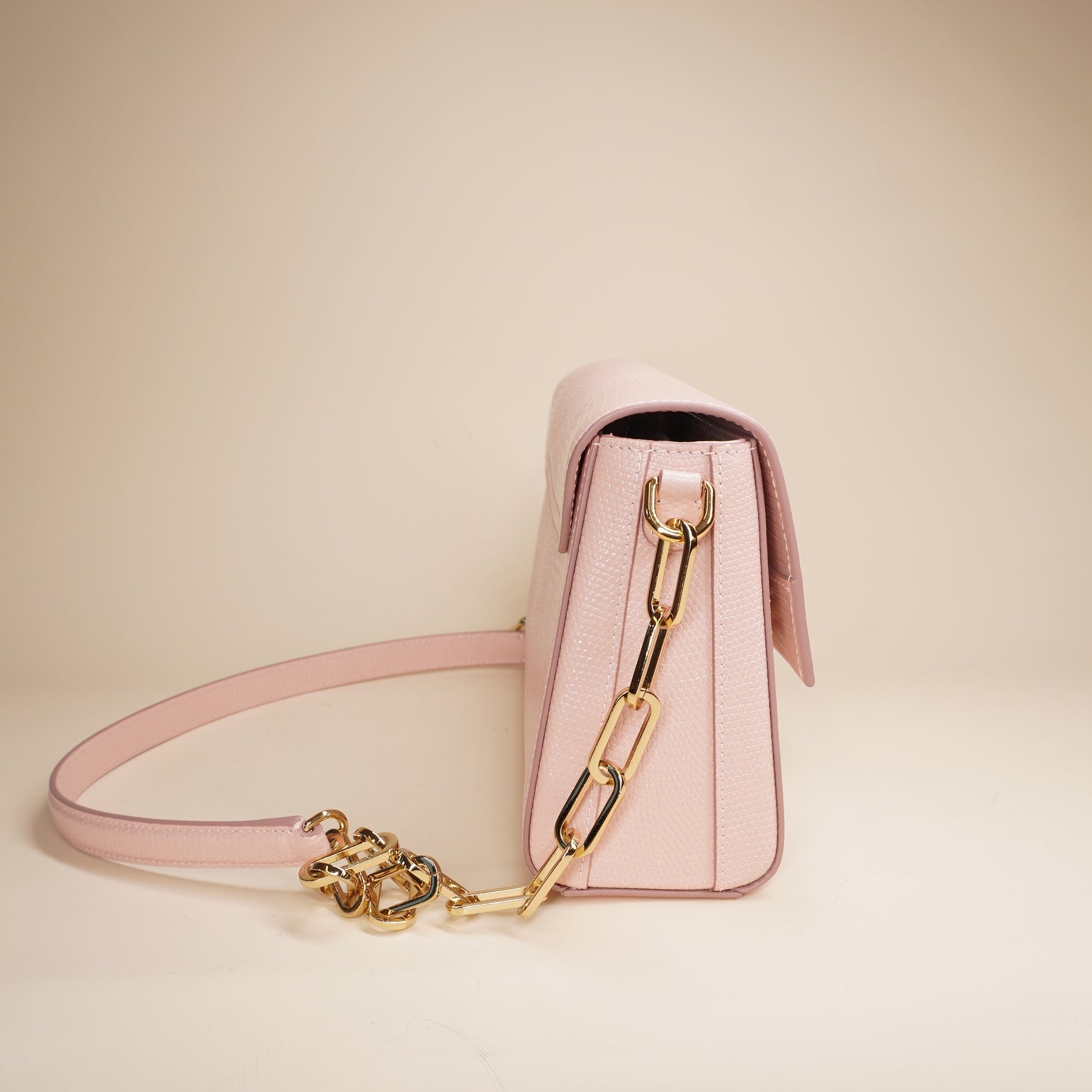 PRE-OWNED D&G Lizard Embossed Leather DG Millennials Pink Shoulder Bag