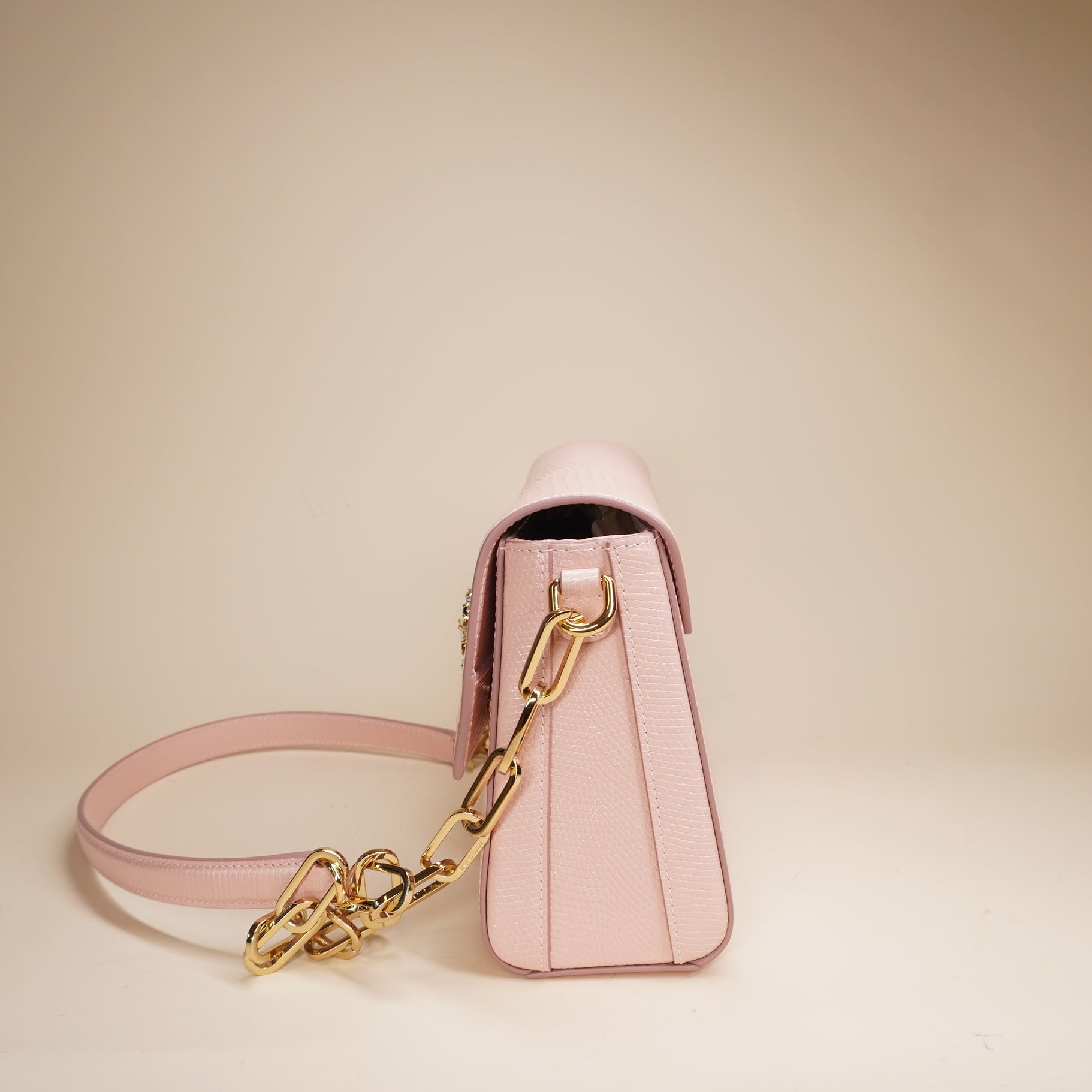 PRE-OWNED D&G Lizard Embossed Leather DG Millennials Pink Shoulder Bag
