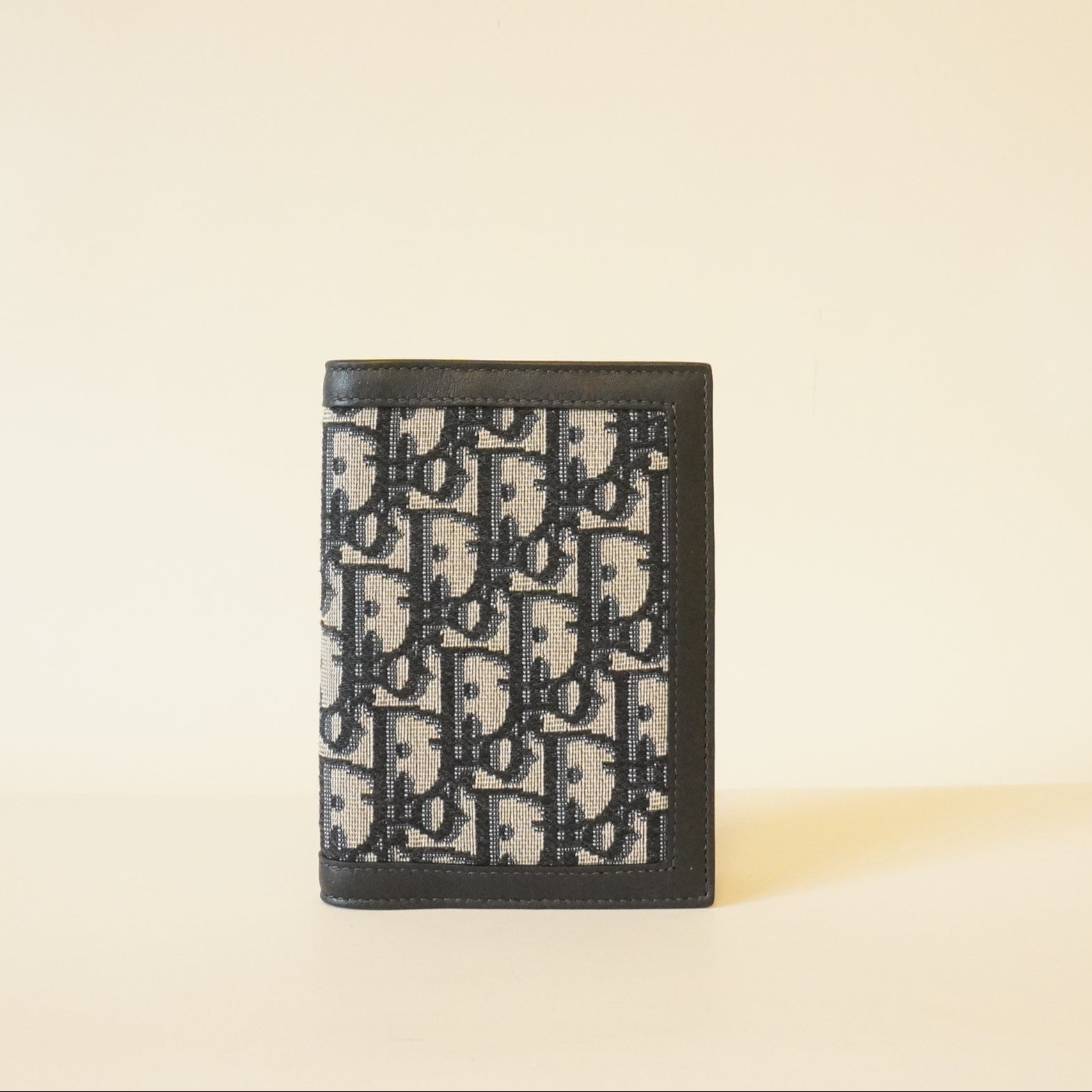 PRE-OWNED Calfskin Oblique Canvas Passport Holder