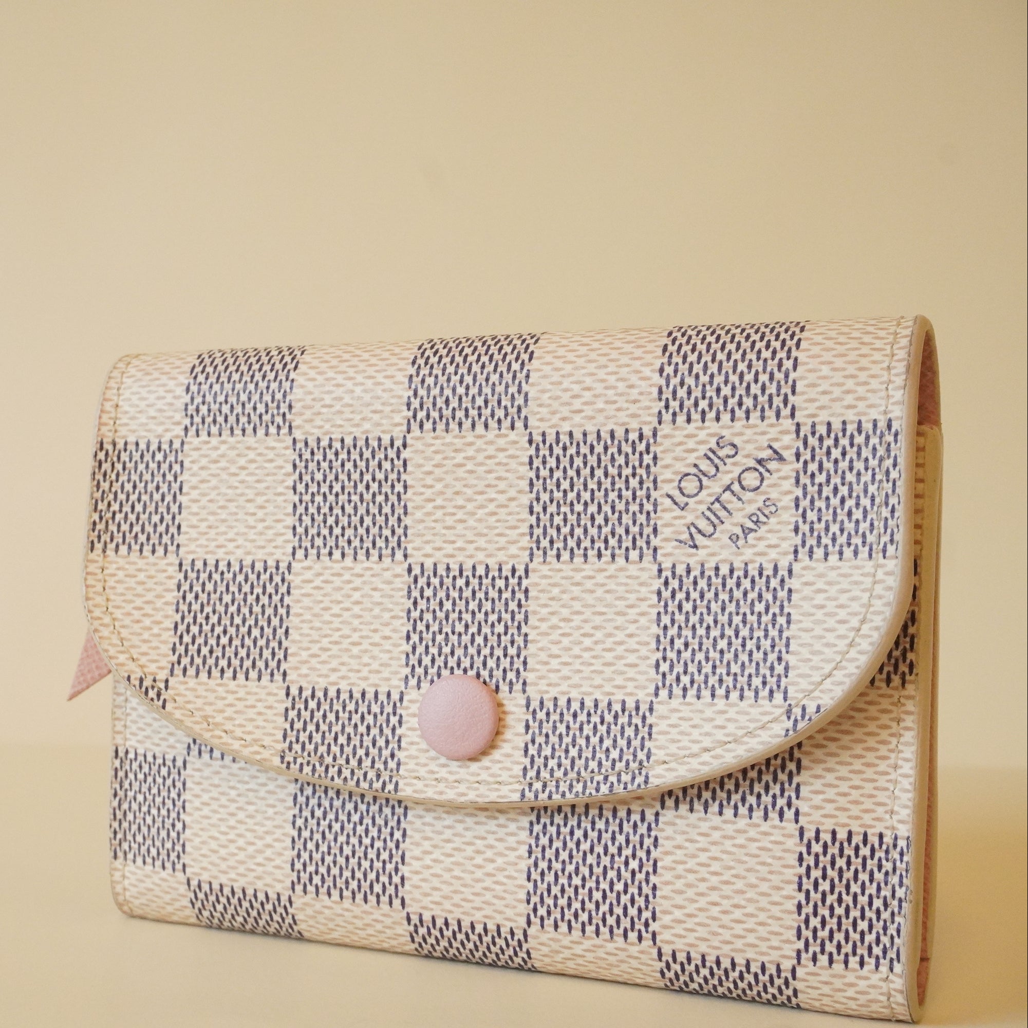 PRE-OWNED LV Damier Azur Rosalie Coin Purse Rose Ballerine