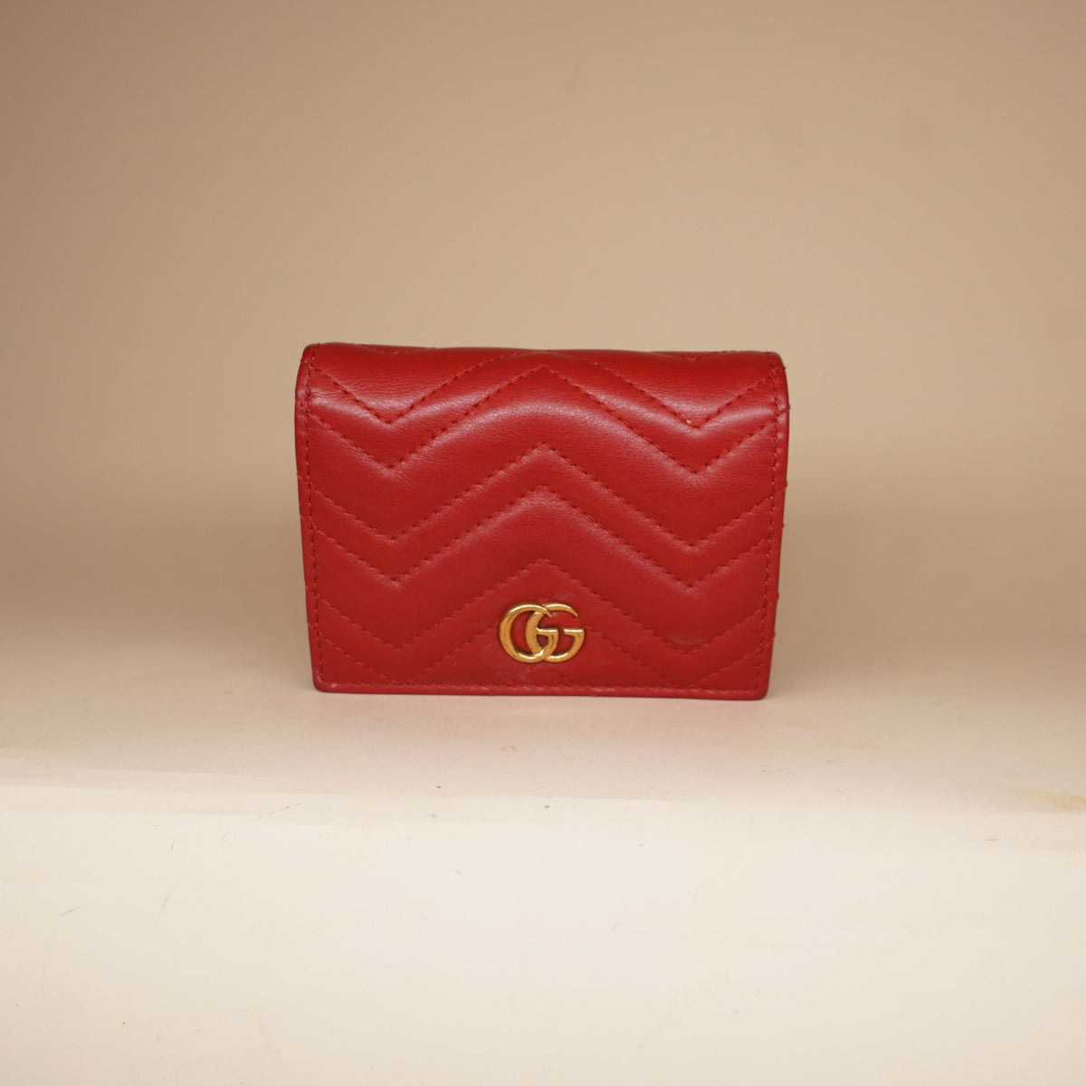PRE-OWNED Red Marmont Double G Logo Compact Wallet