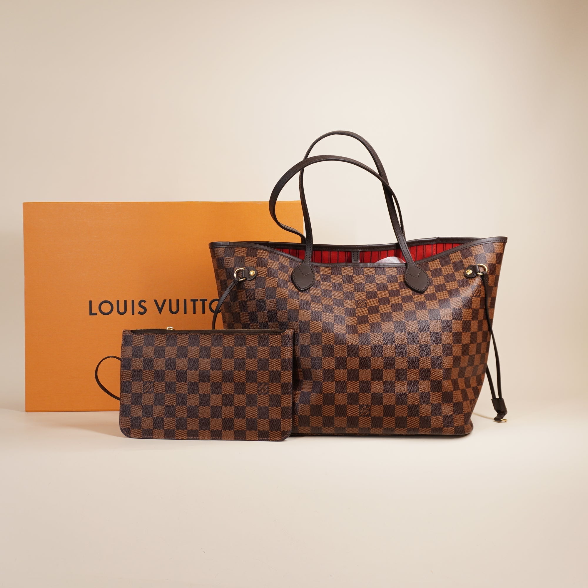 PRE-OWNED LV Neverfull MM Damier Ebene Tote