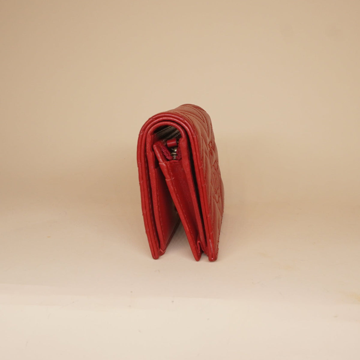PRE-OWNED Red Marmont Double G Logo Compact Wallet