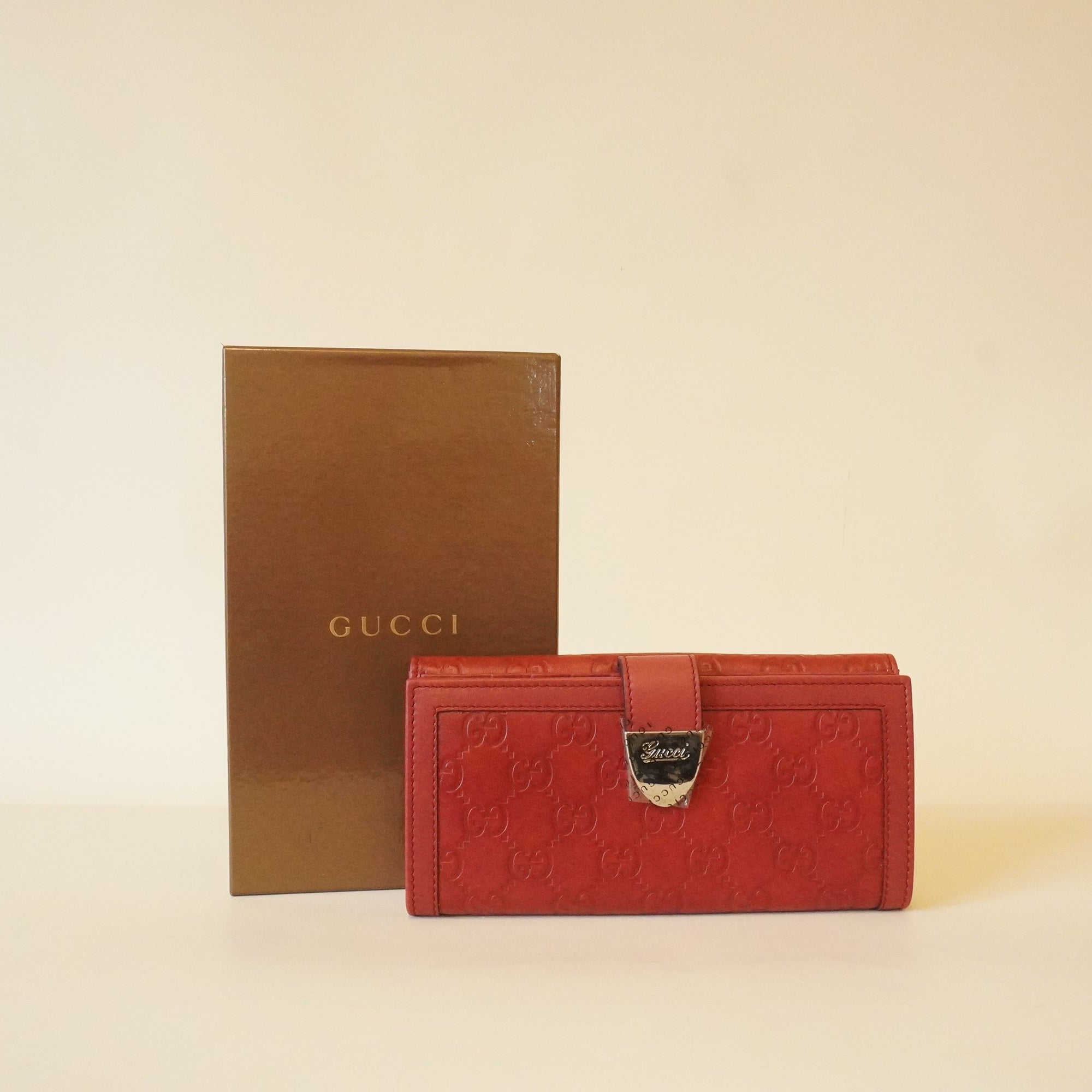 PRE-OWNED Guccissima Continental Wallet Red