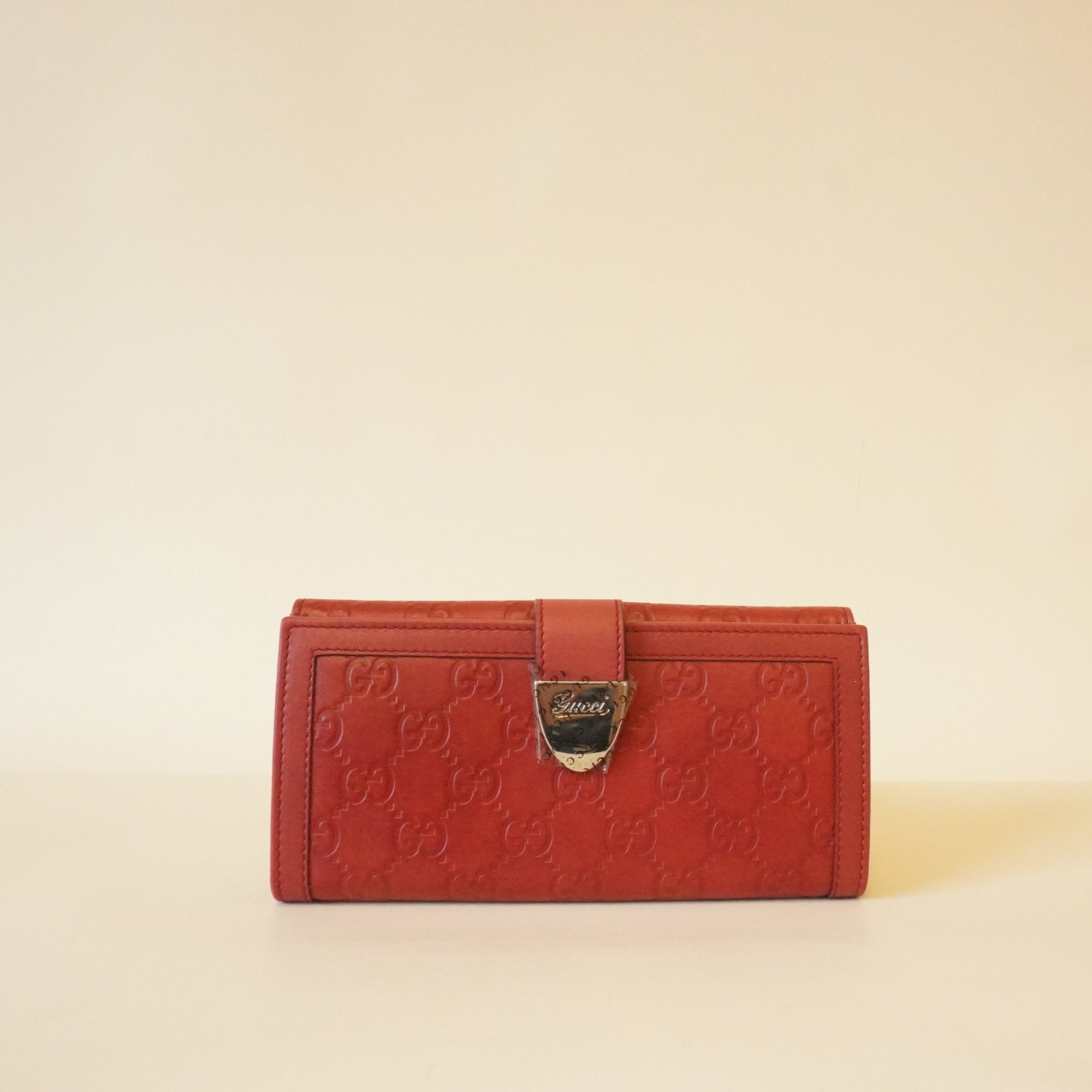 PRE-OWNED Guccissima Continental Wallet Red