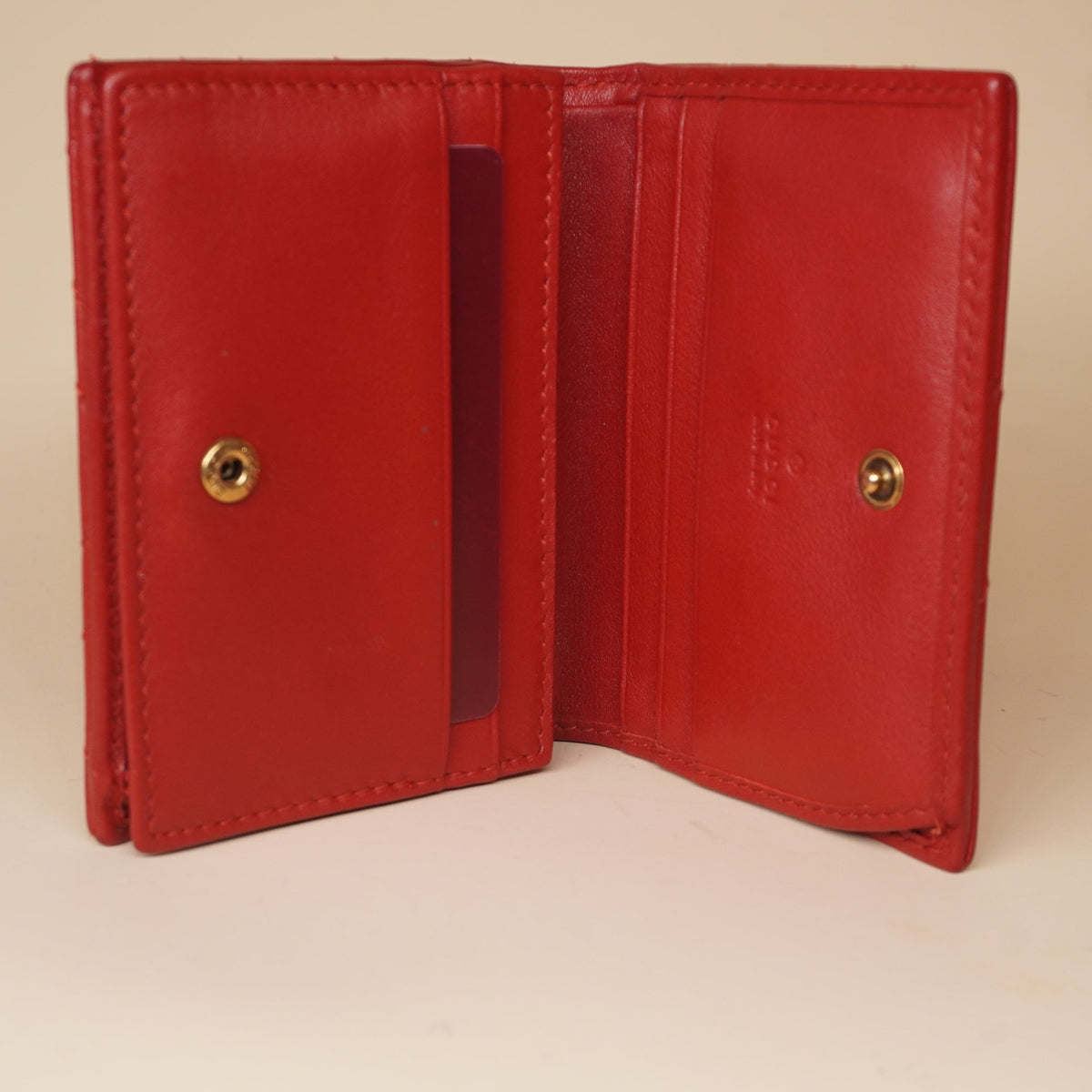 PRE-OWNED Red Marmont Double G Logo Compact Wallet