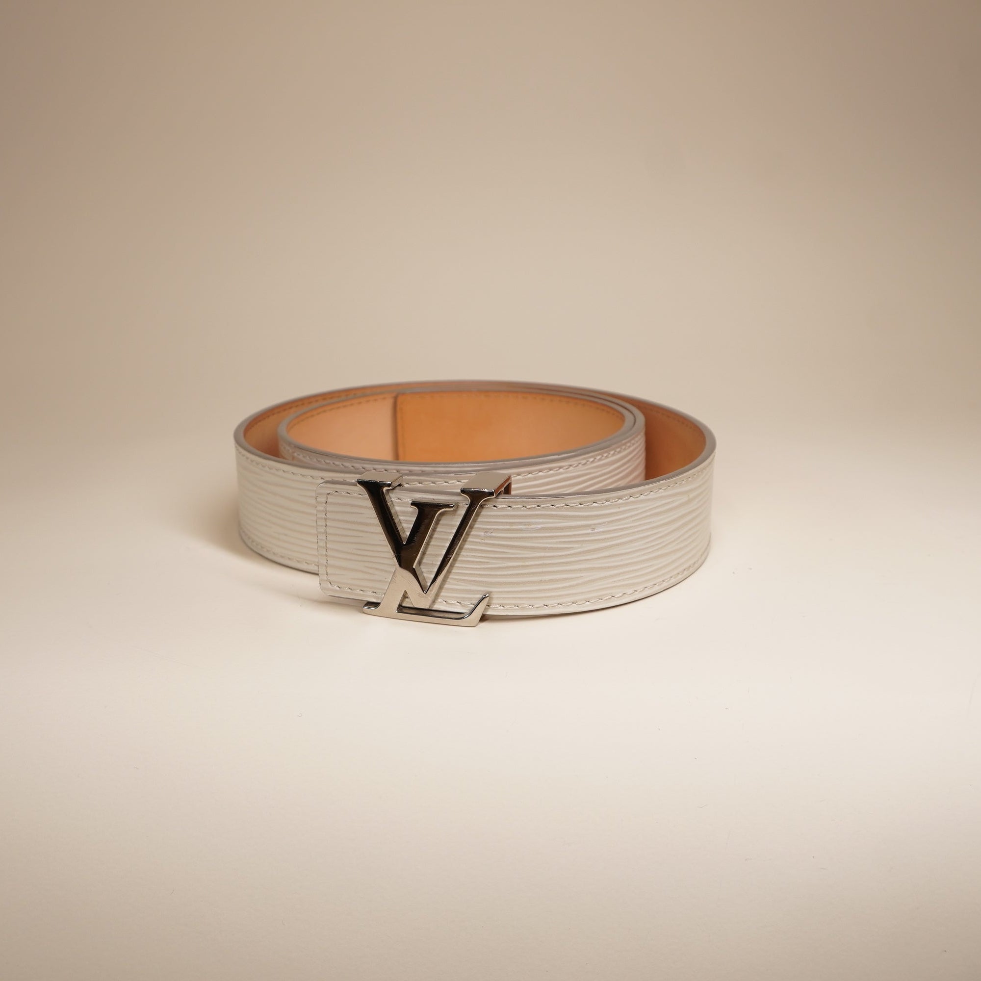 Light Pink Epi Leather LV Initials Belt Size 85
