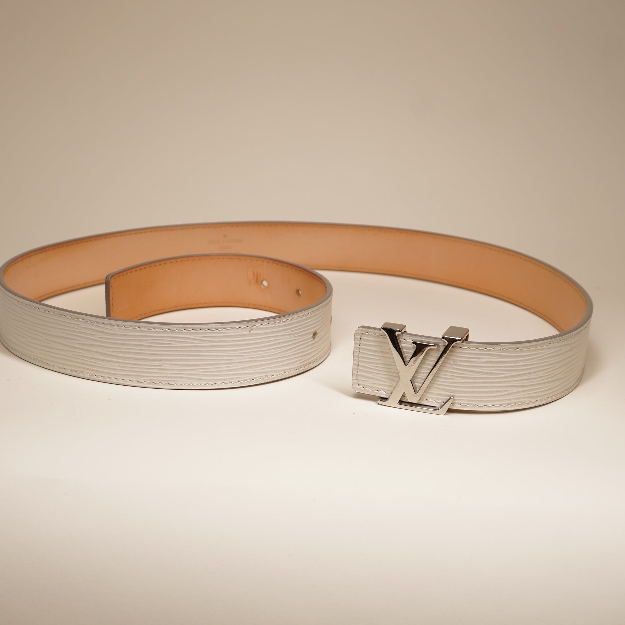 Light Pink Epi Leather LV Initials Belt Size 85