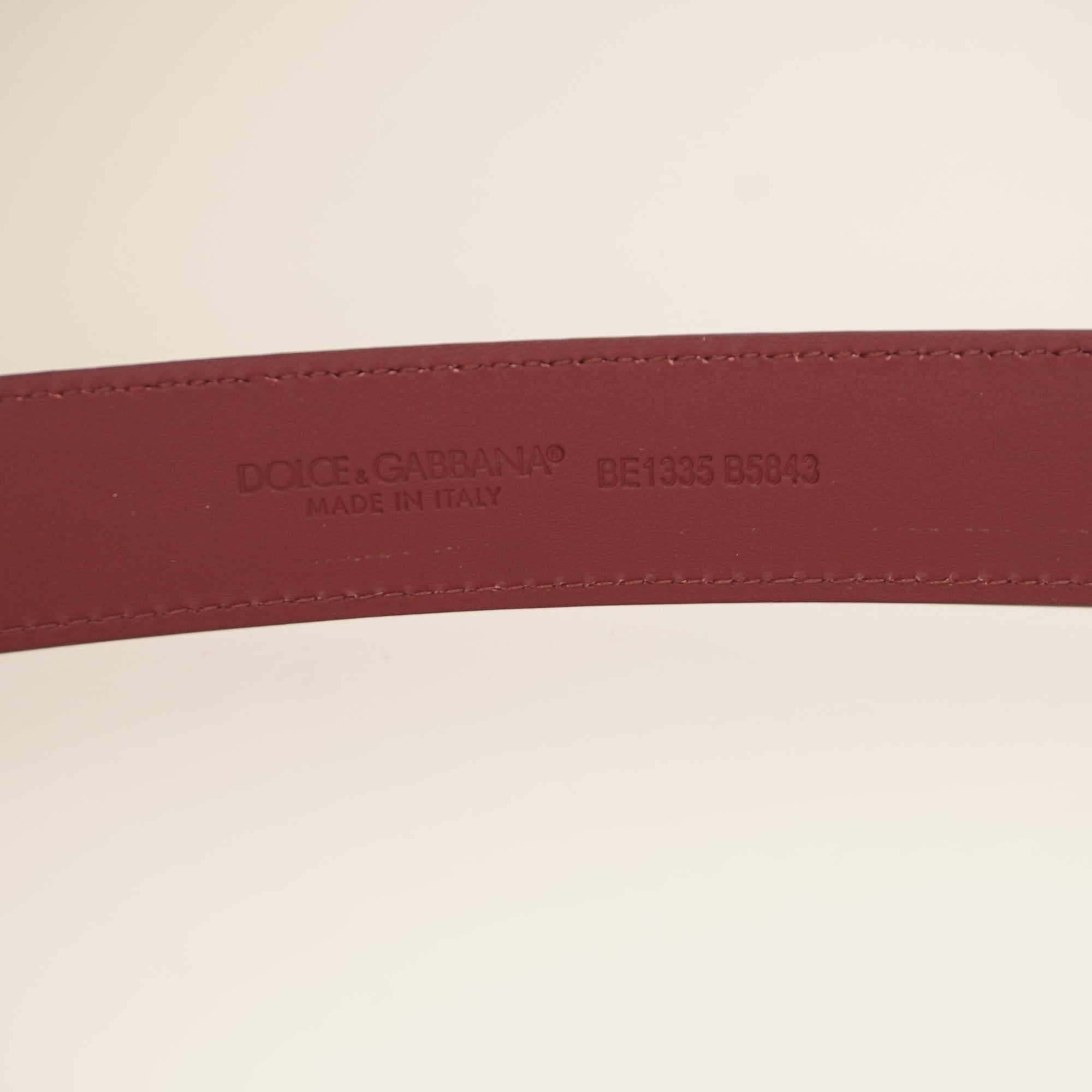 PRE-OWNED D&G Embellished Leather Burgundy Belt 106